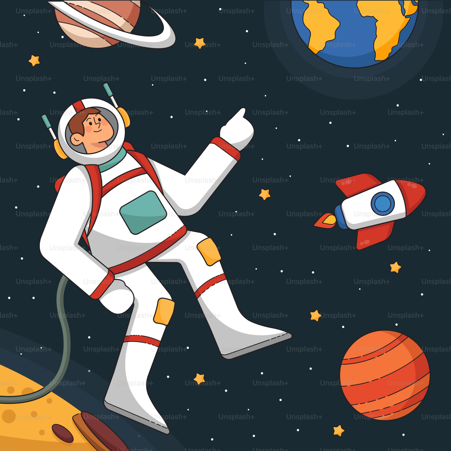 A man in a space suit flying through the air