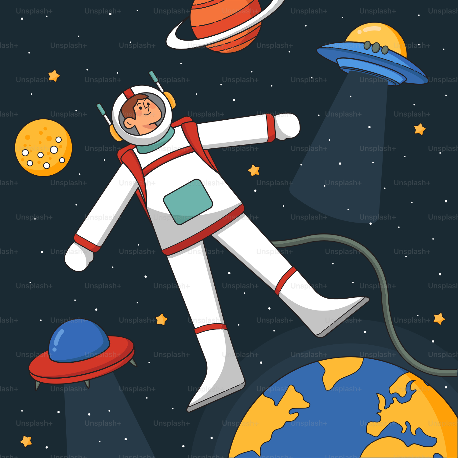A man in an astronaut suit floating in space vector – Spaceman Image on ...