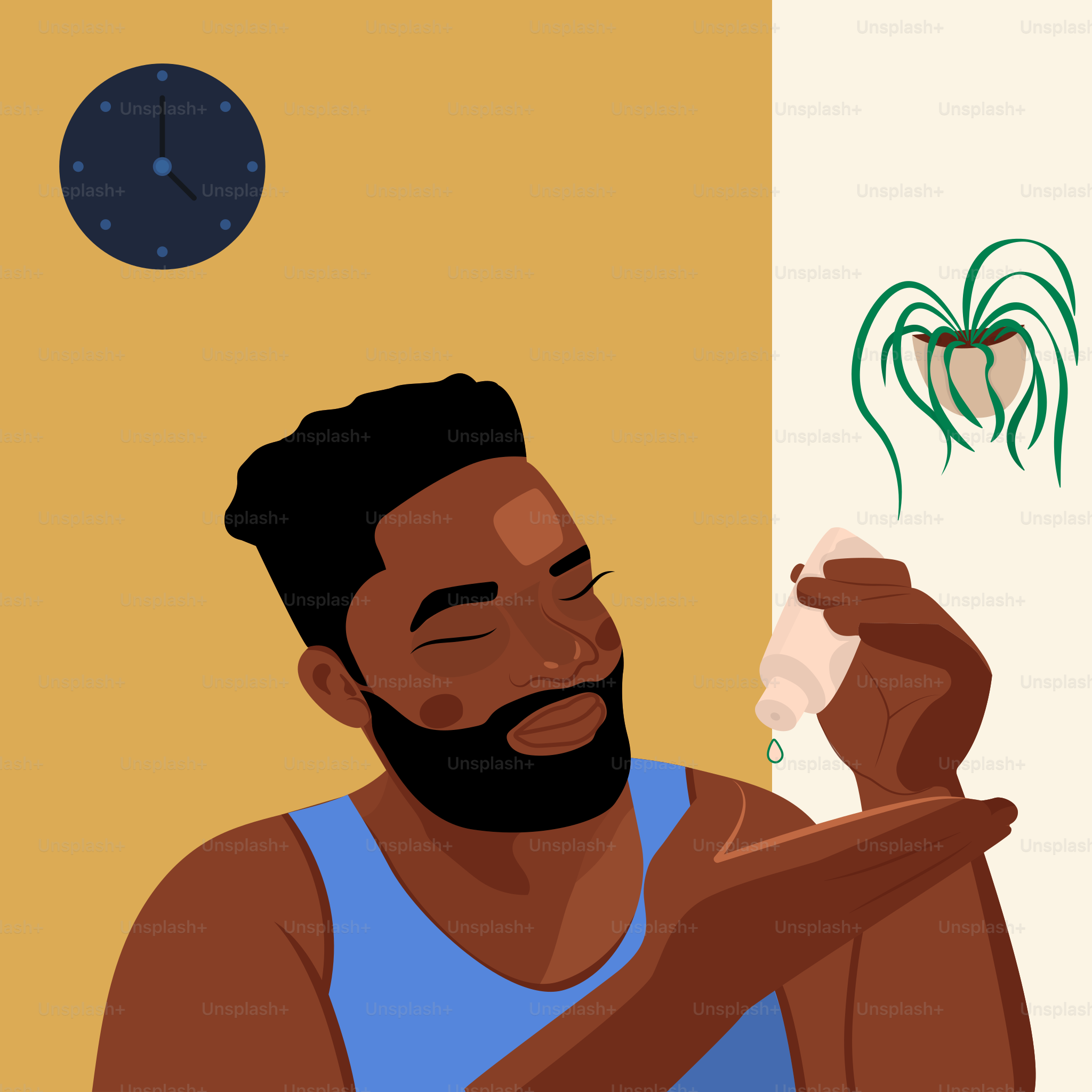 Ein Mann mit Bart und blauem Tanktop