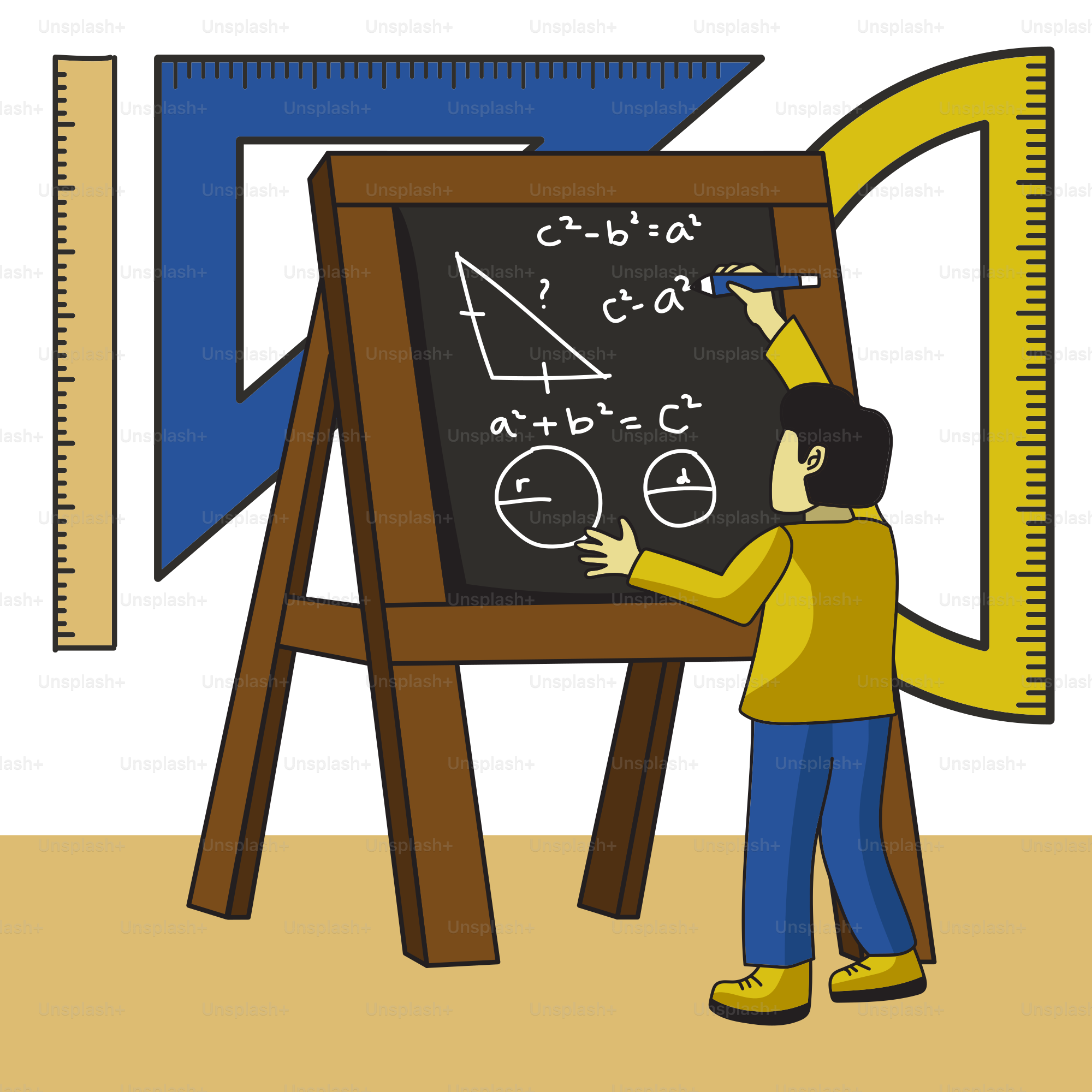 A person writing on a blackboard with a ruler vector – School Image on ...