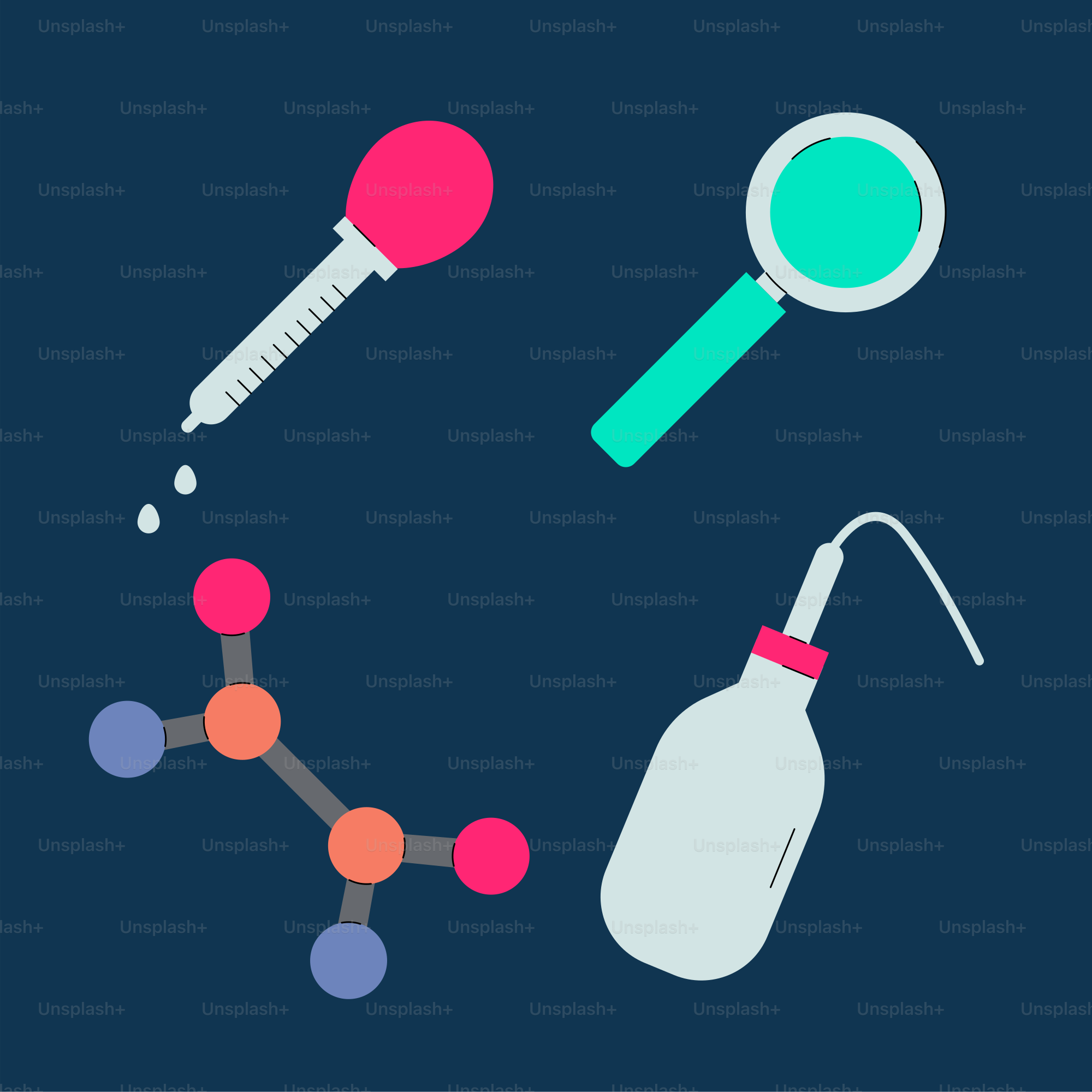 Ein blauer Hintergrund mit verschiedenen Arten von medizinischen Artikeln