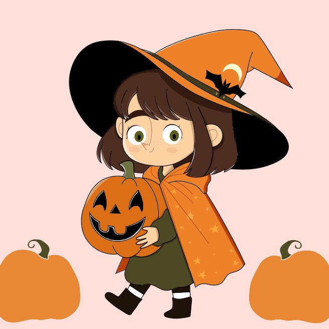 Une petite fille au chapeau de sorcière portant une citrouille vectoriel –  Image de Fille sur Unsplash, image size:3000x3000