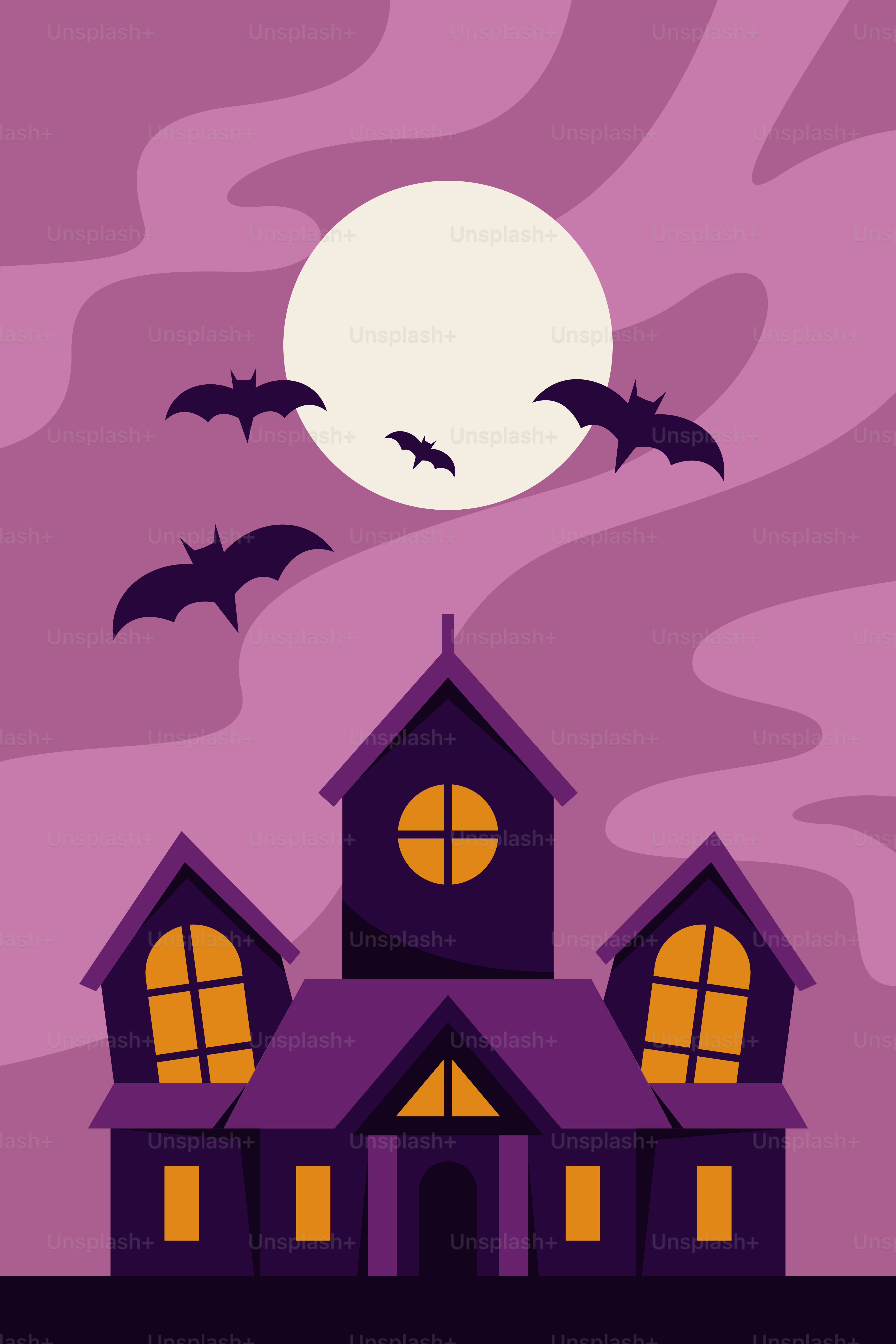 A house with bats flying over it at night