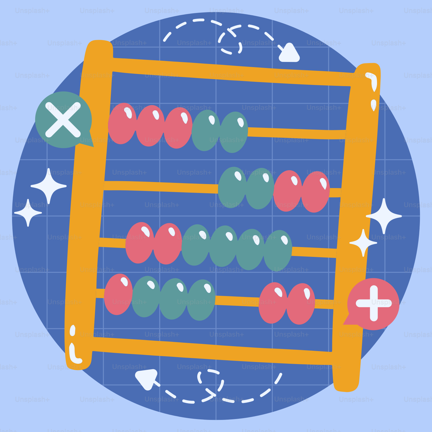 An illustration of an abacusk with a blue background