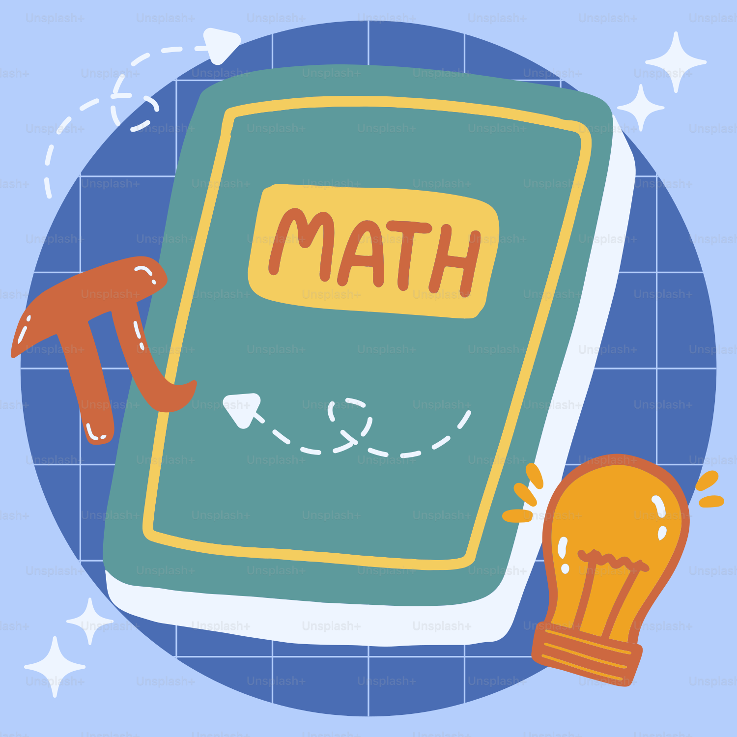 A picture of a book with the word math on it