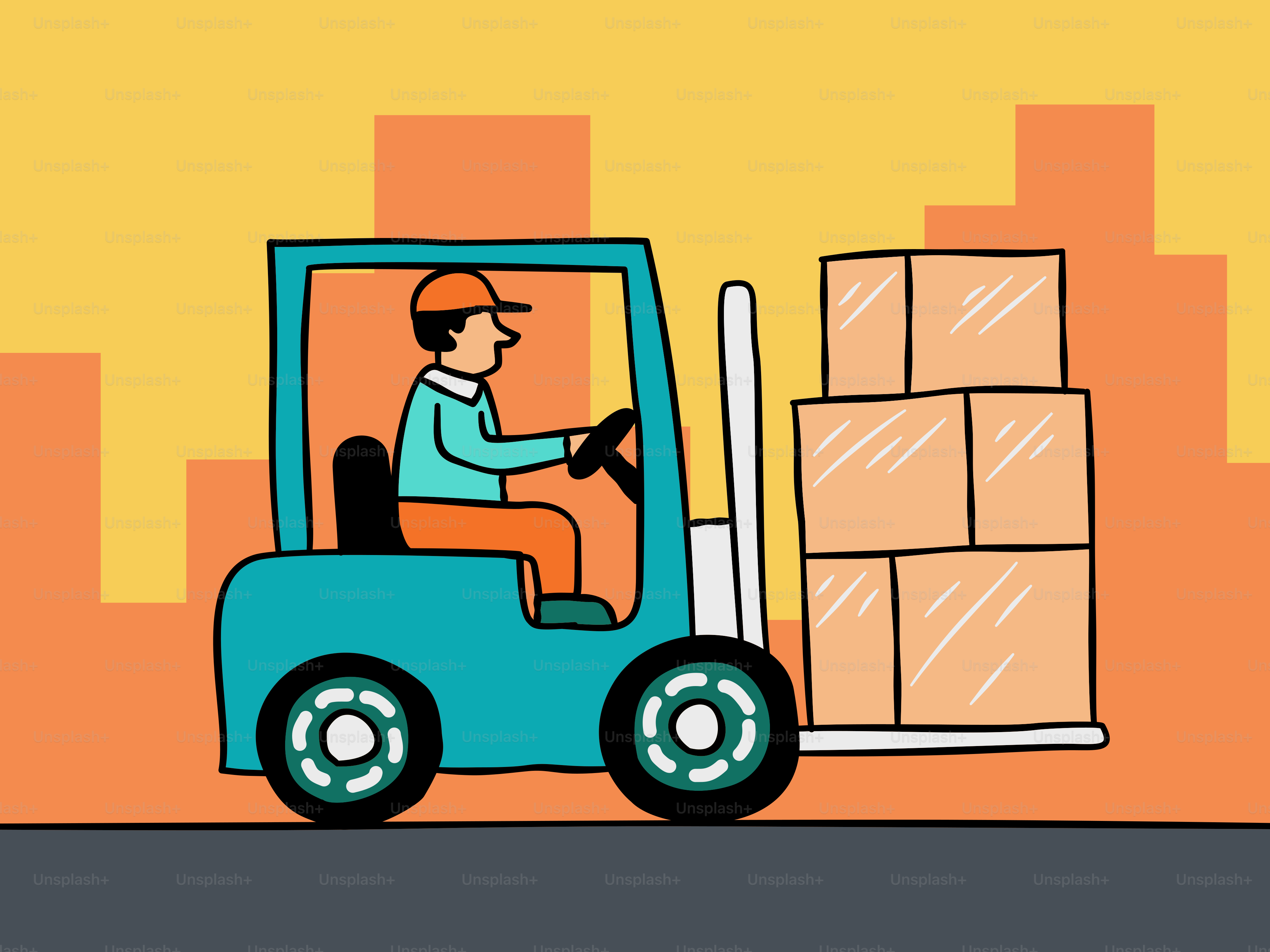 A man driving a forklift with boxes on the back
