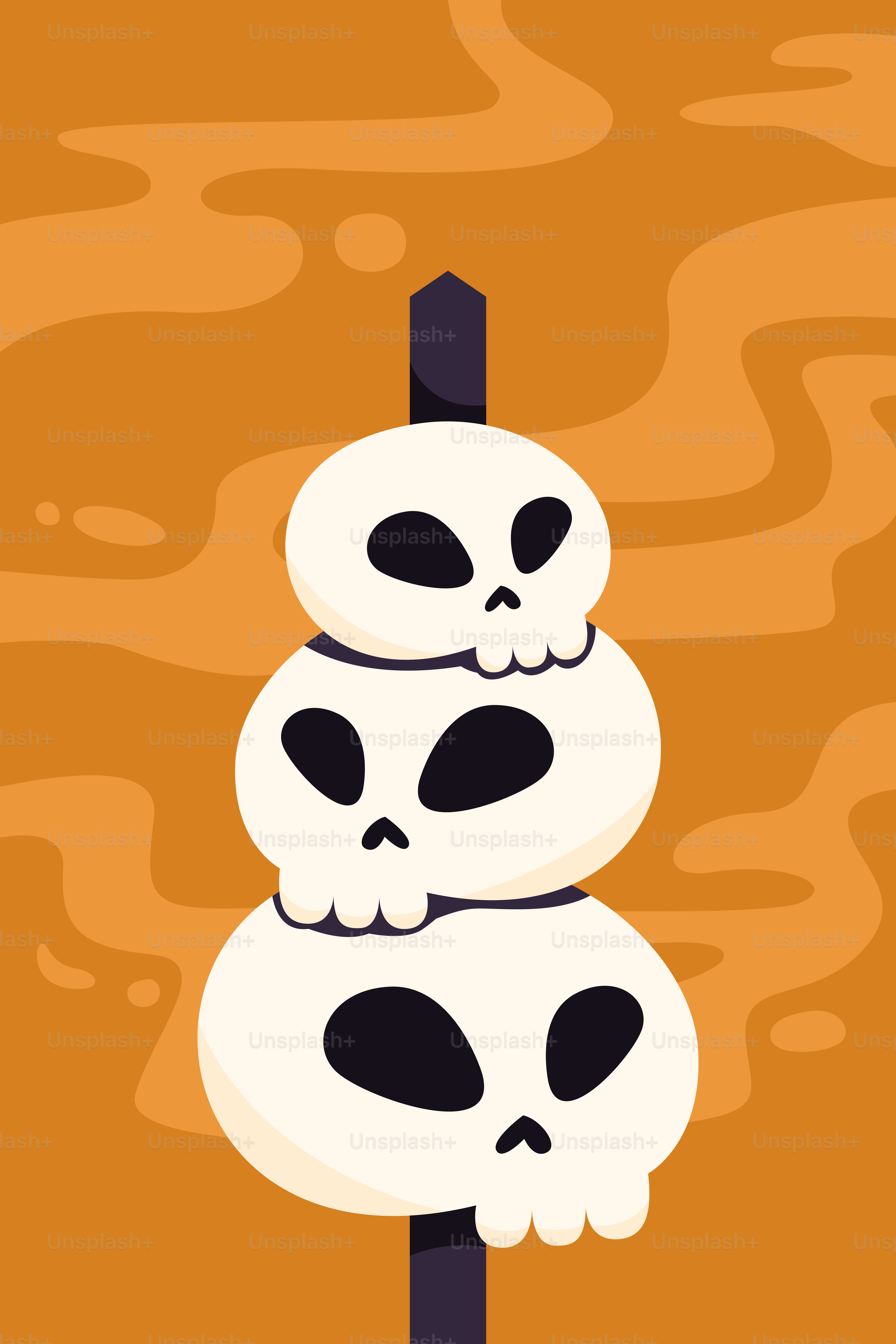 Ein paar Schädel, die auf einer Stange hängen