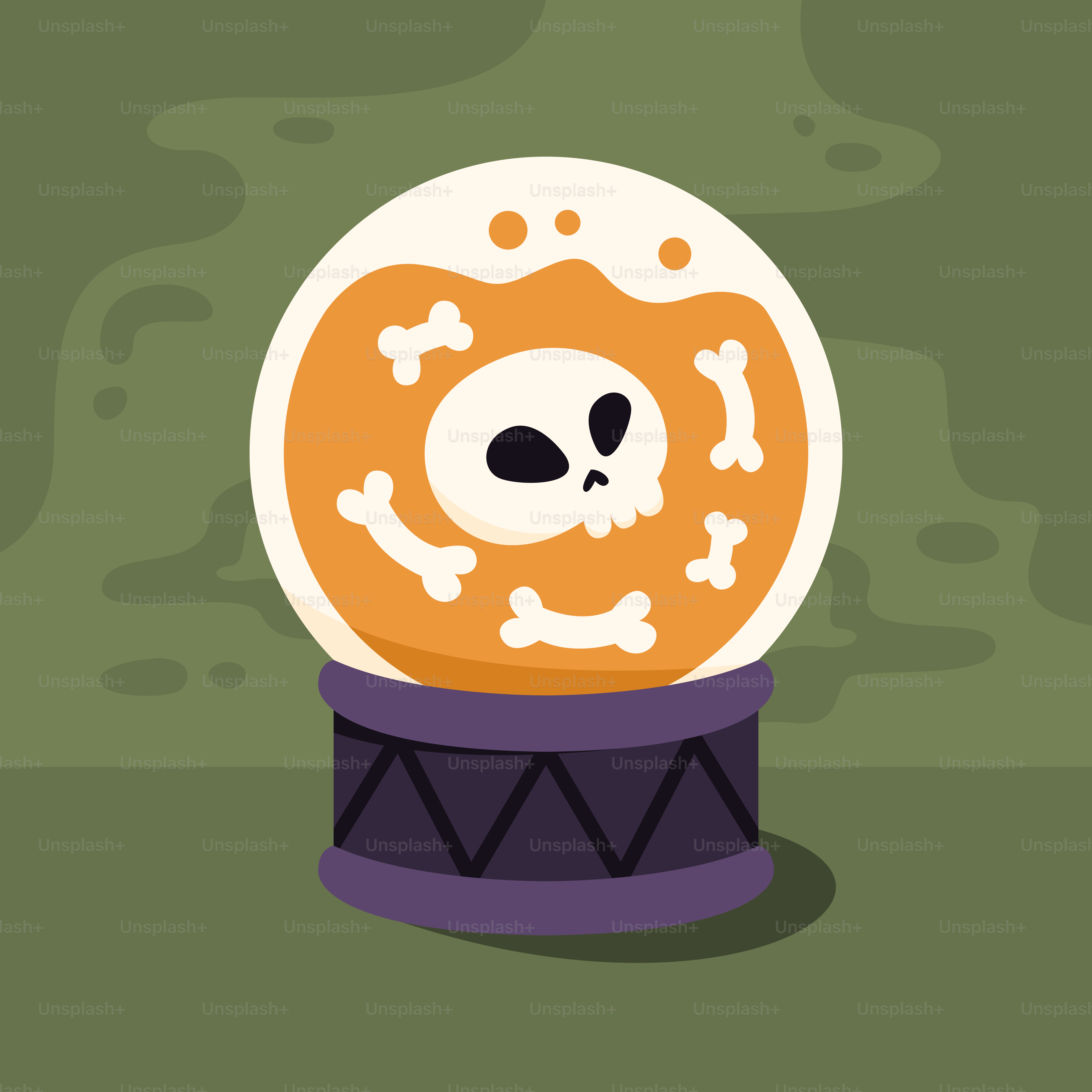 Una caricatura de una calavera dentro de un tambor