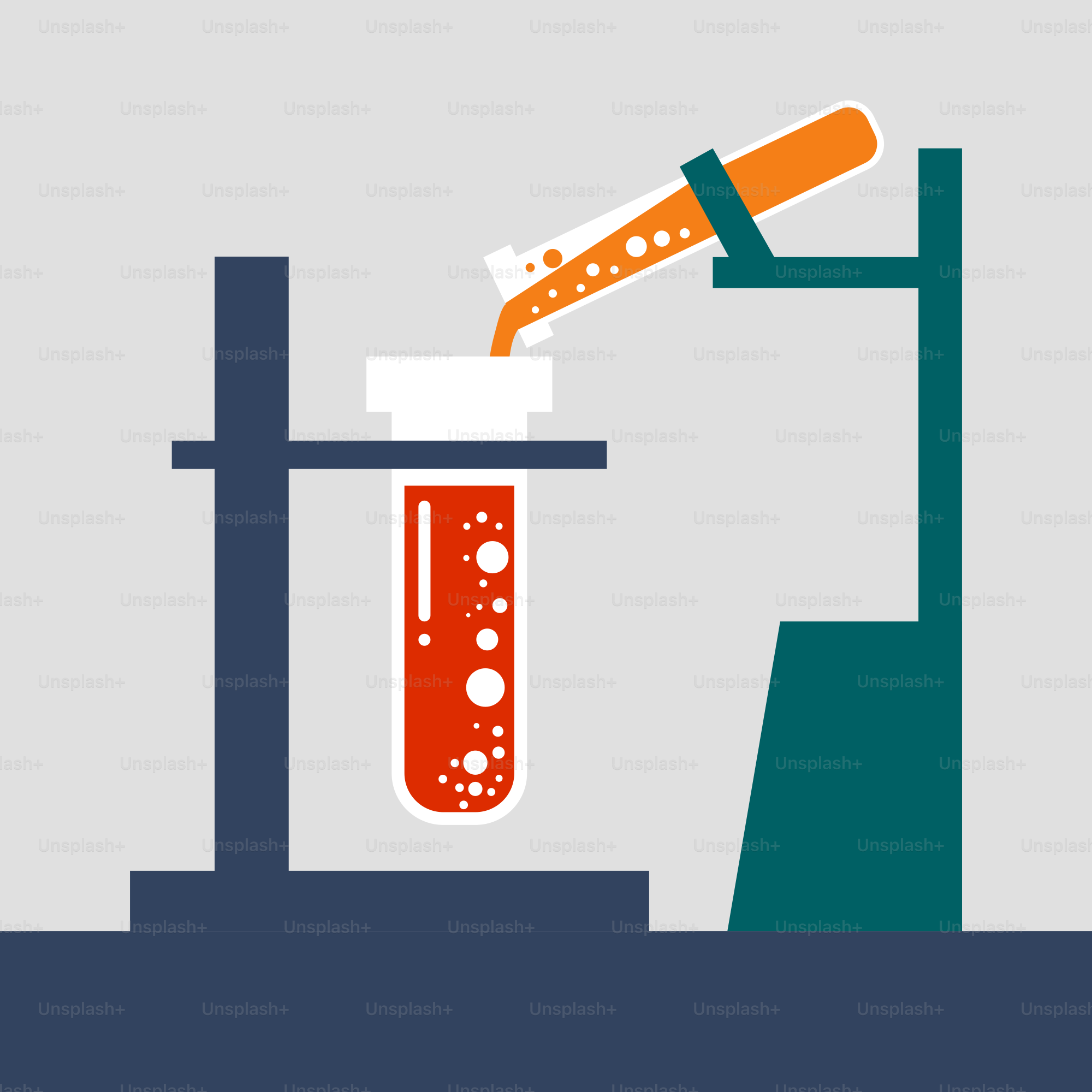 A science experiment is shown with a beak and a tube