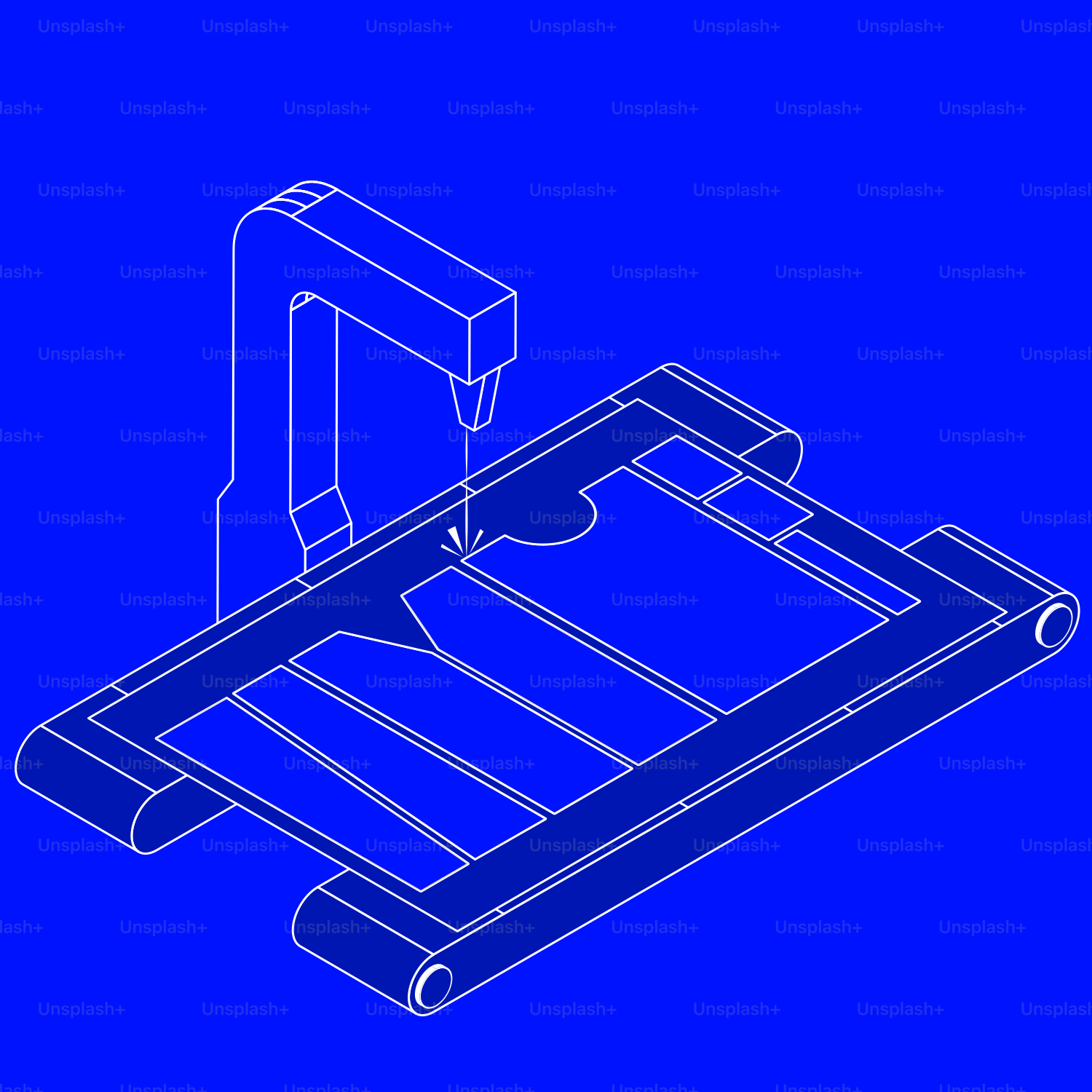 A drawing of a device with a blue background