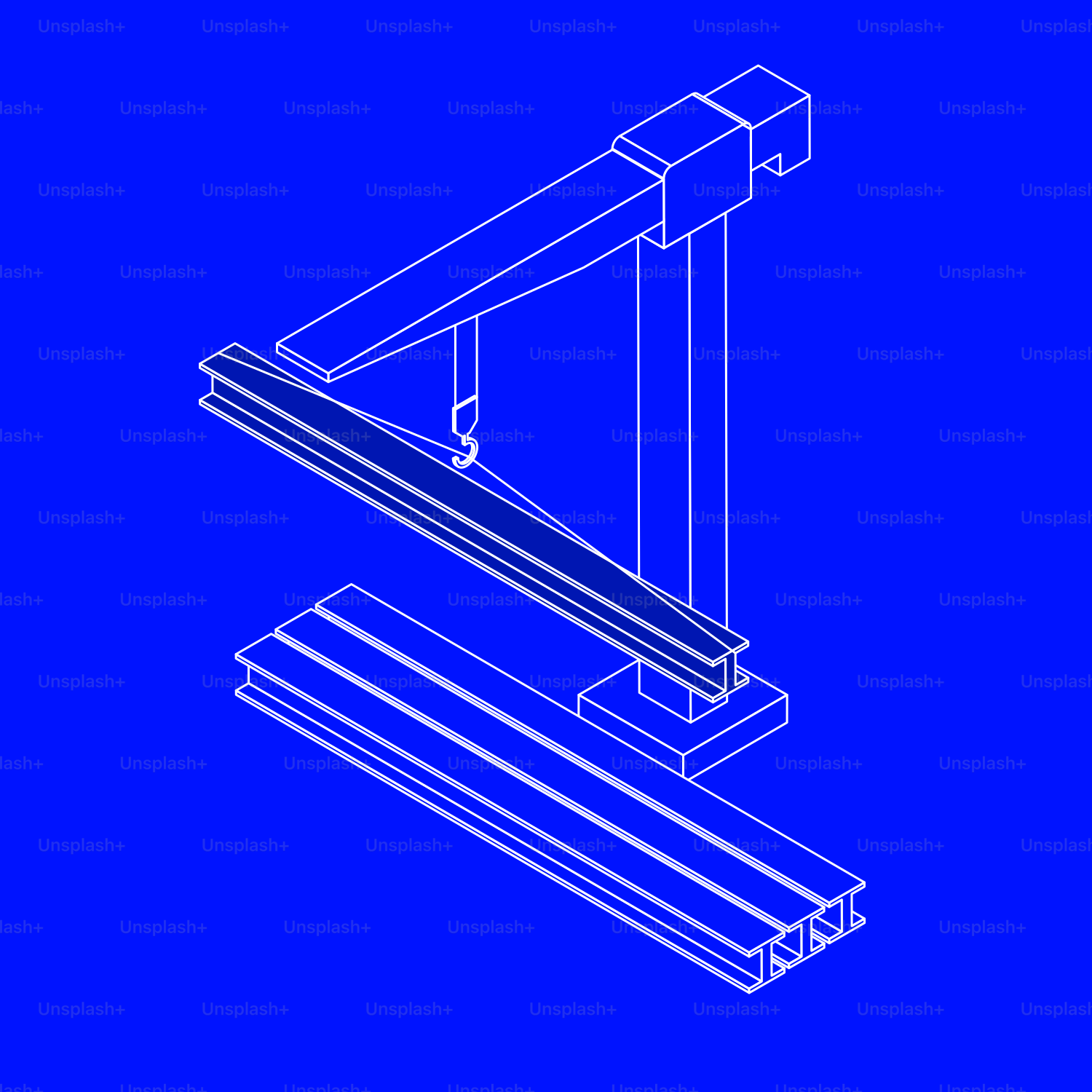 A drawing of a beam on a blue background