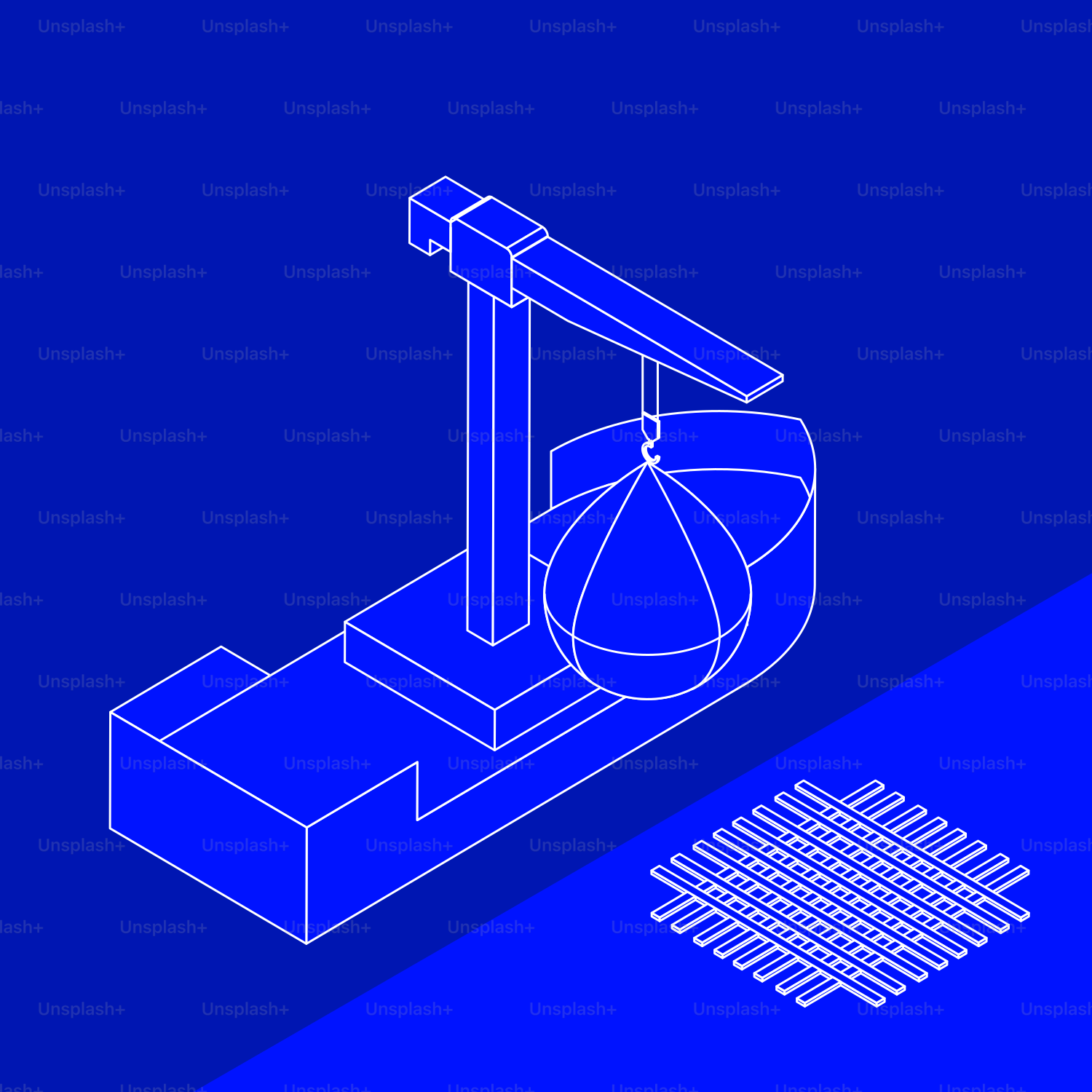 A blueprinted image of a basketball hoop