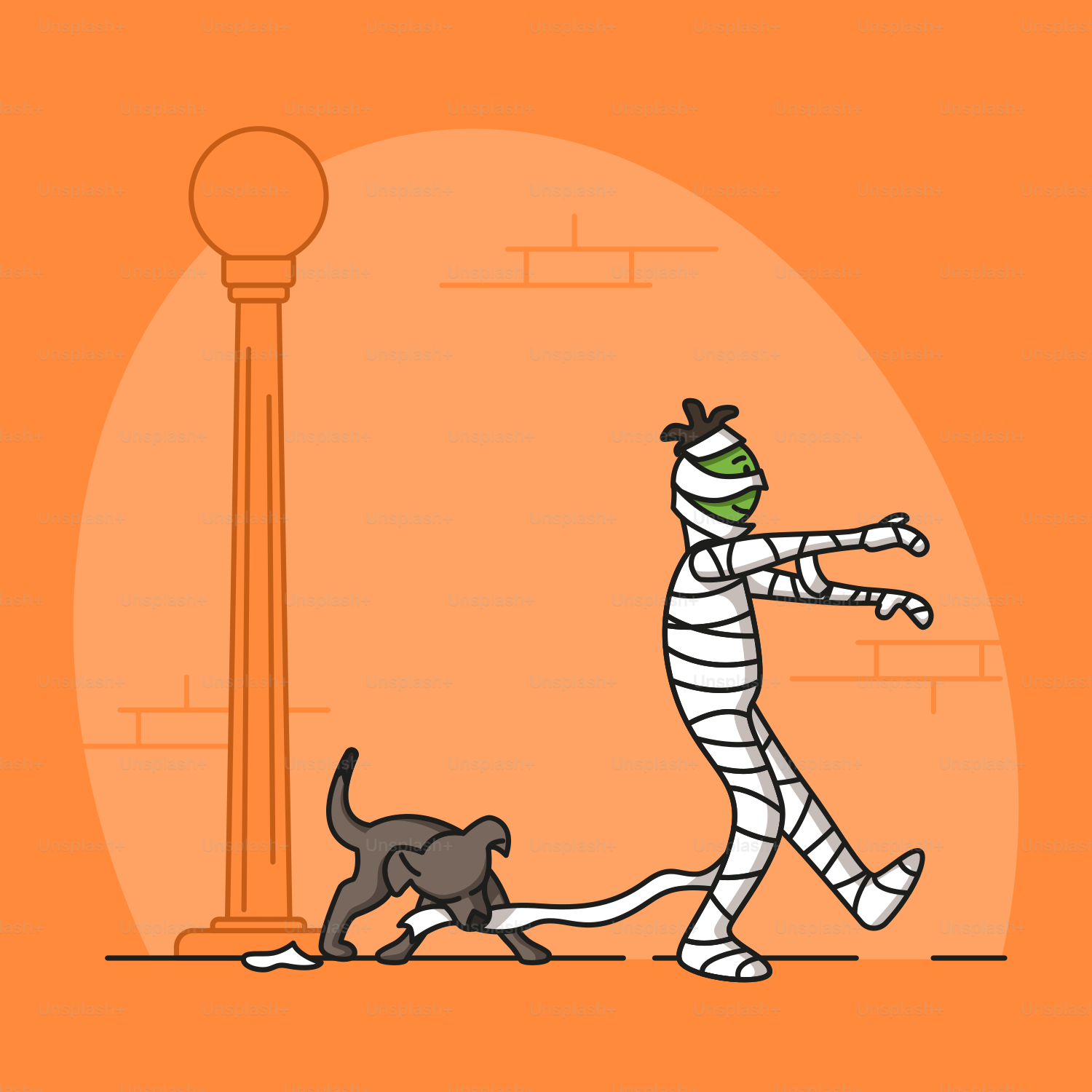 A cartoon of a person in jail walking a dog