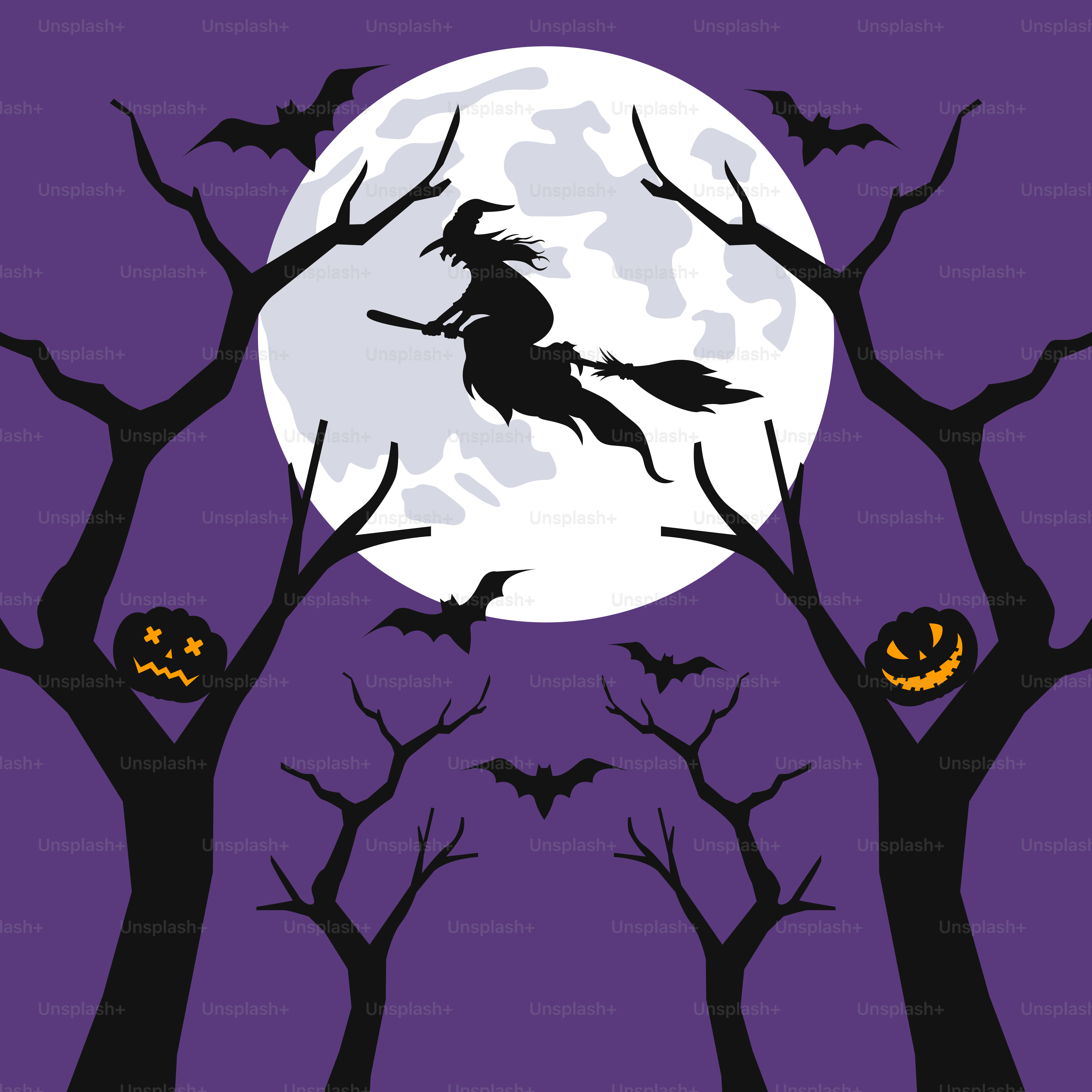 Una escena de Halloween con calabazas y luna llena vector – Imagen de Luna  en Unsplash, image size:3000x3000