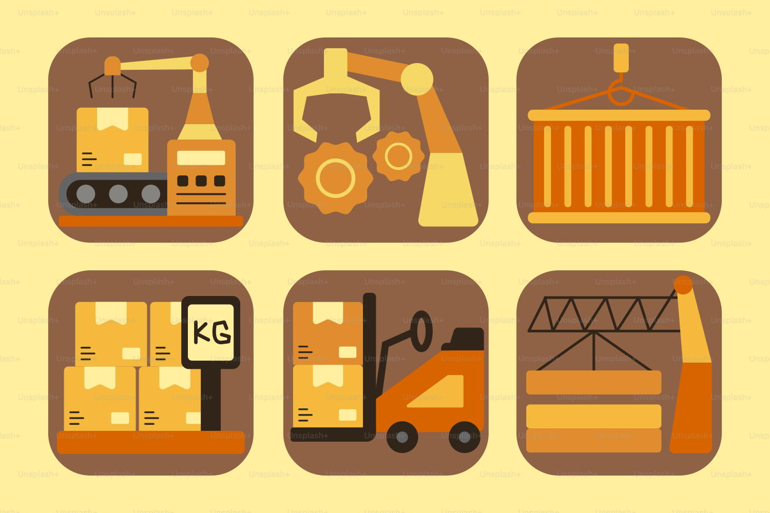 A set of different types of construction equipment