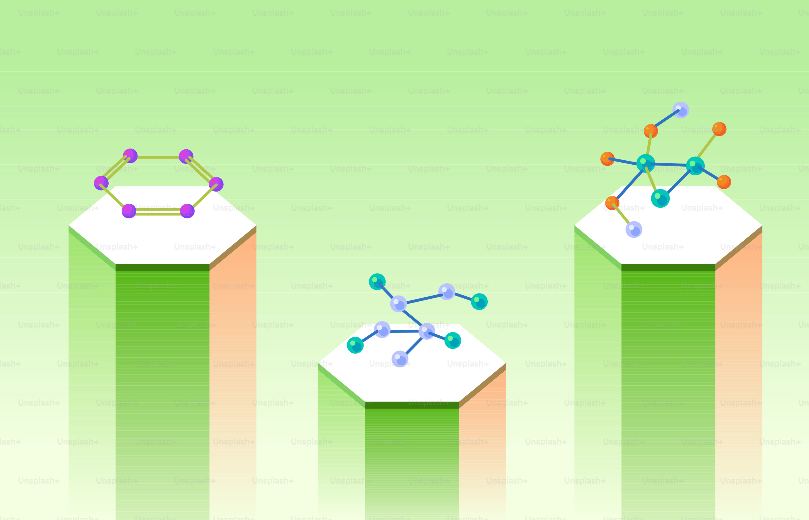 A group of three columns with a line going through them