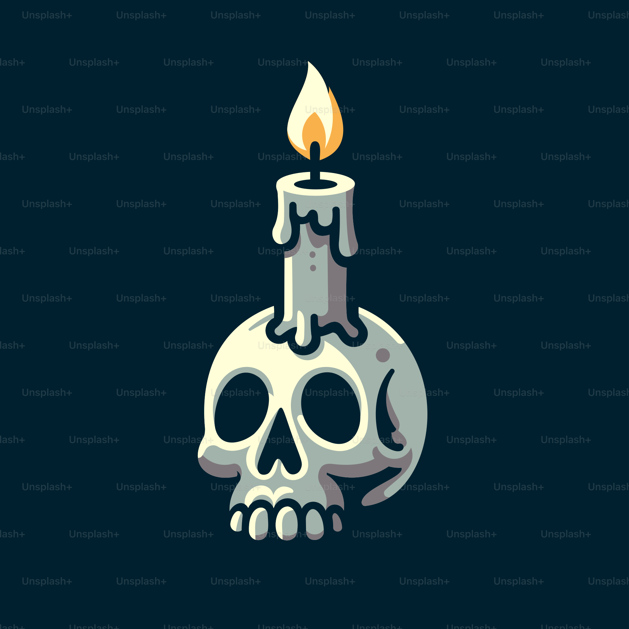A candle with a skull on top of it
