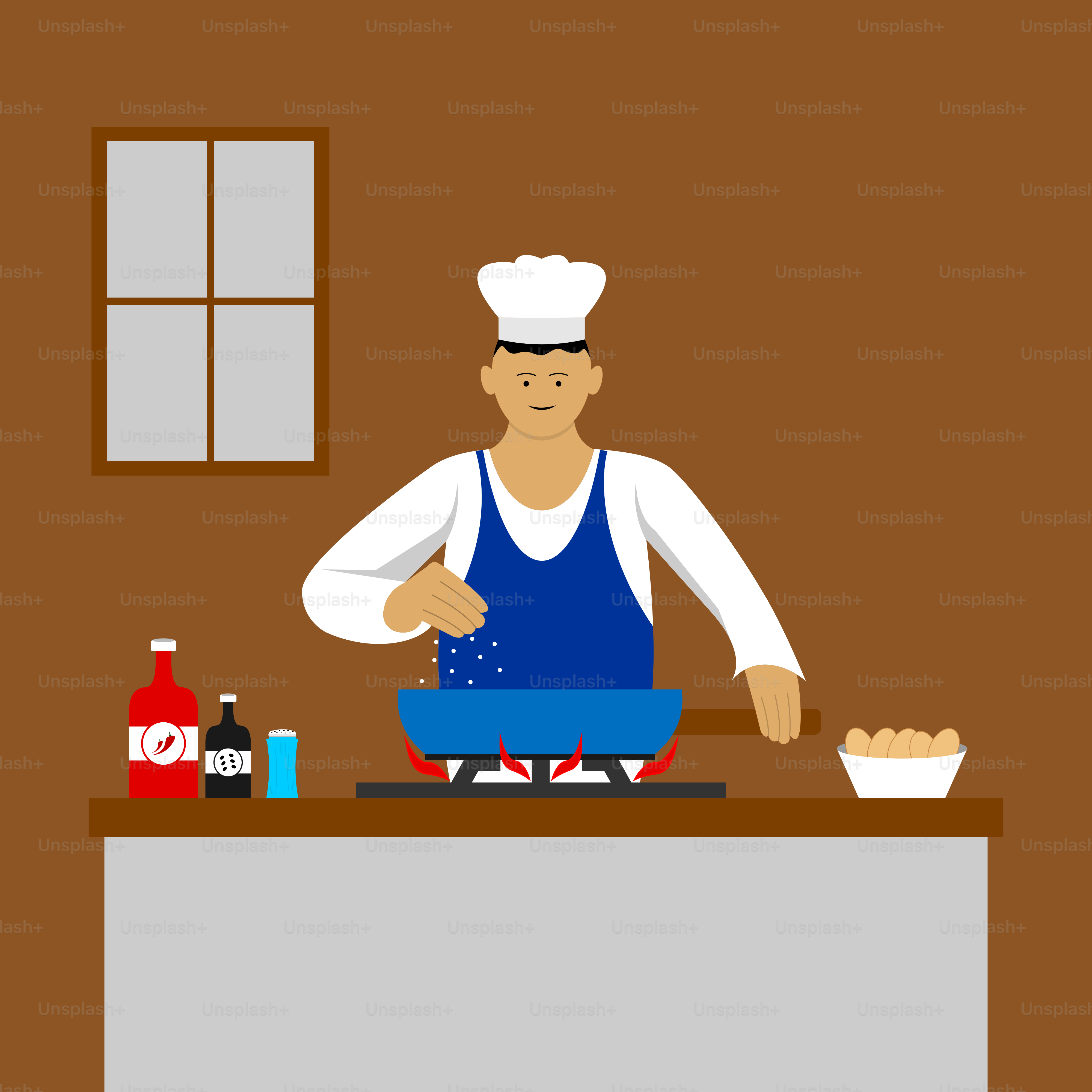 A man in a chef's hat preparing food on a counter
