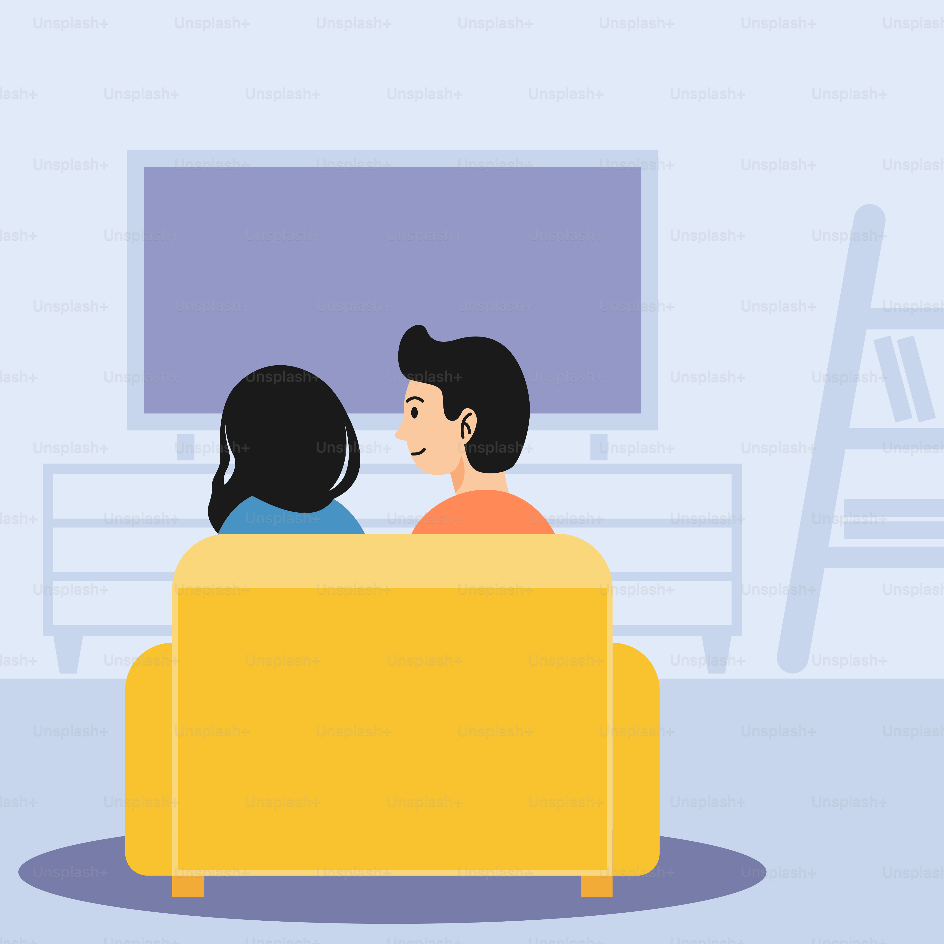 Un hombre y una mujer sentados en un sofá viendo la tele