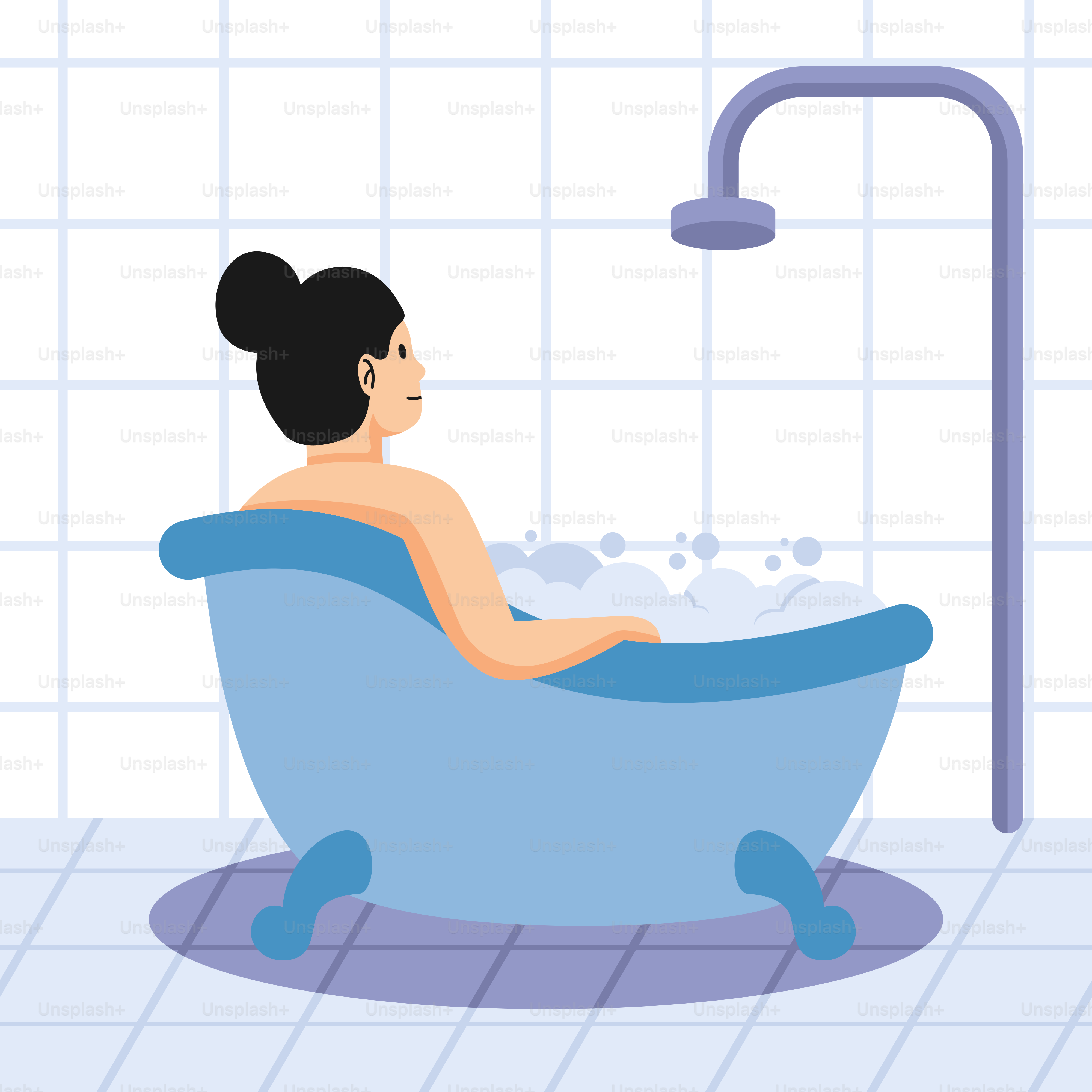Une femme assise dans une baignoire dans une salle de bain