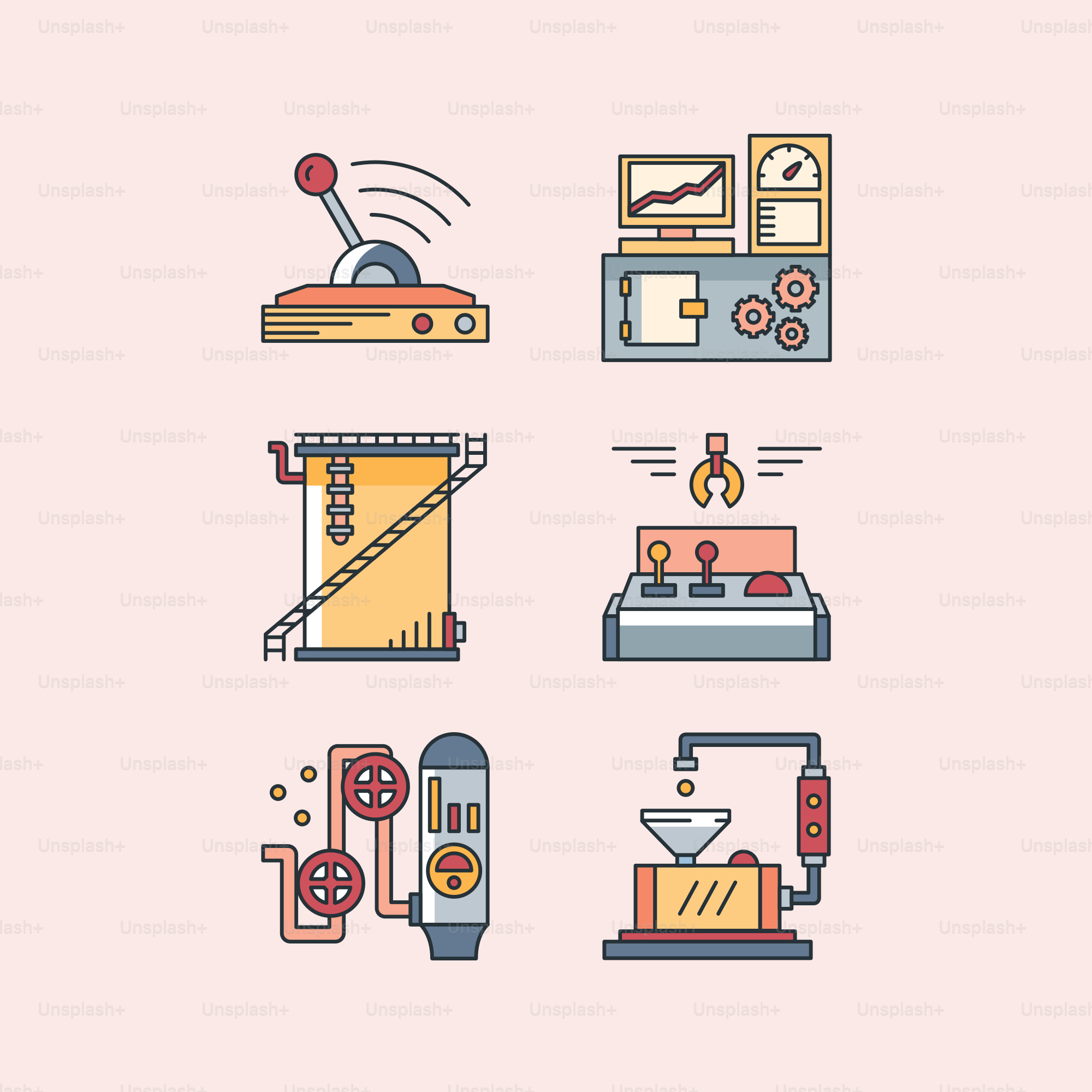 A bunch of different items that are on a pink background