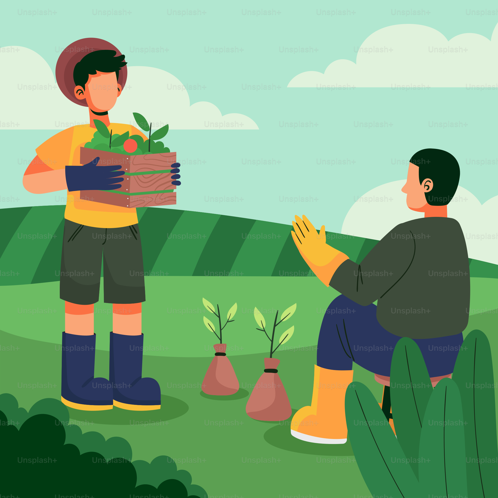 Un uomo che tiene una scatola con una pianta dentro