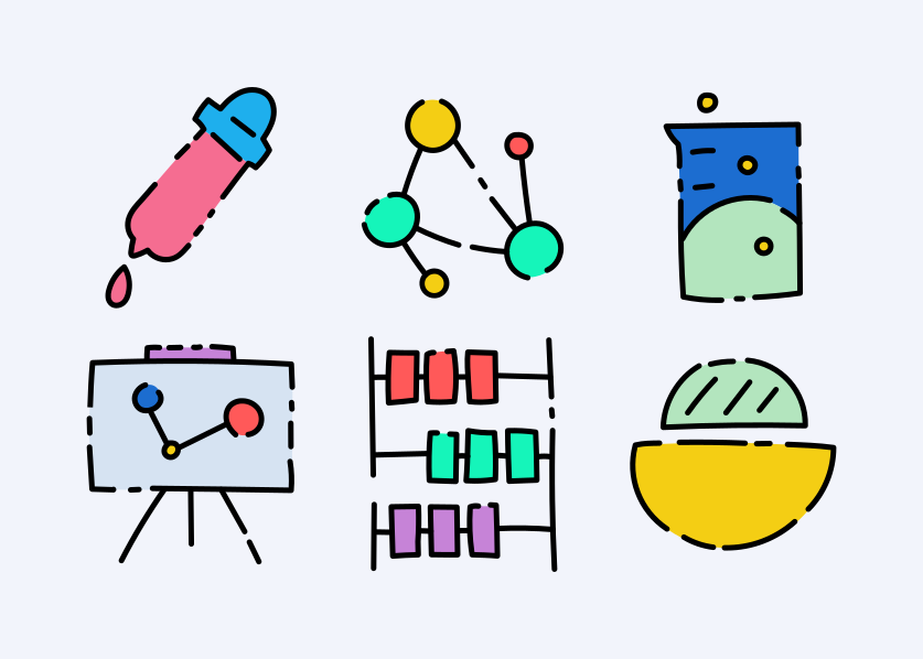 Um desenho de diferentes objetos em um fundo branco