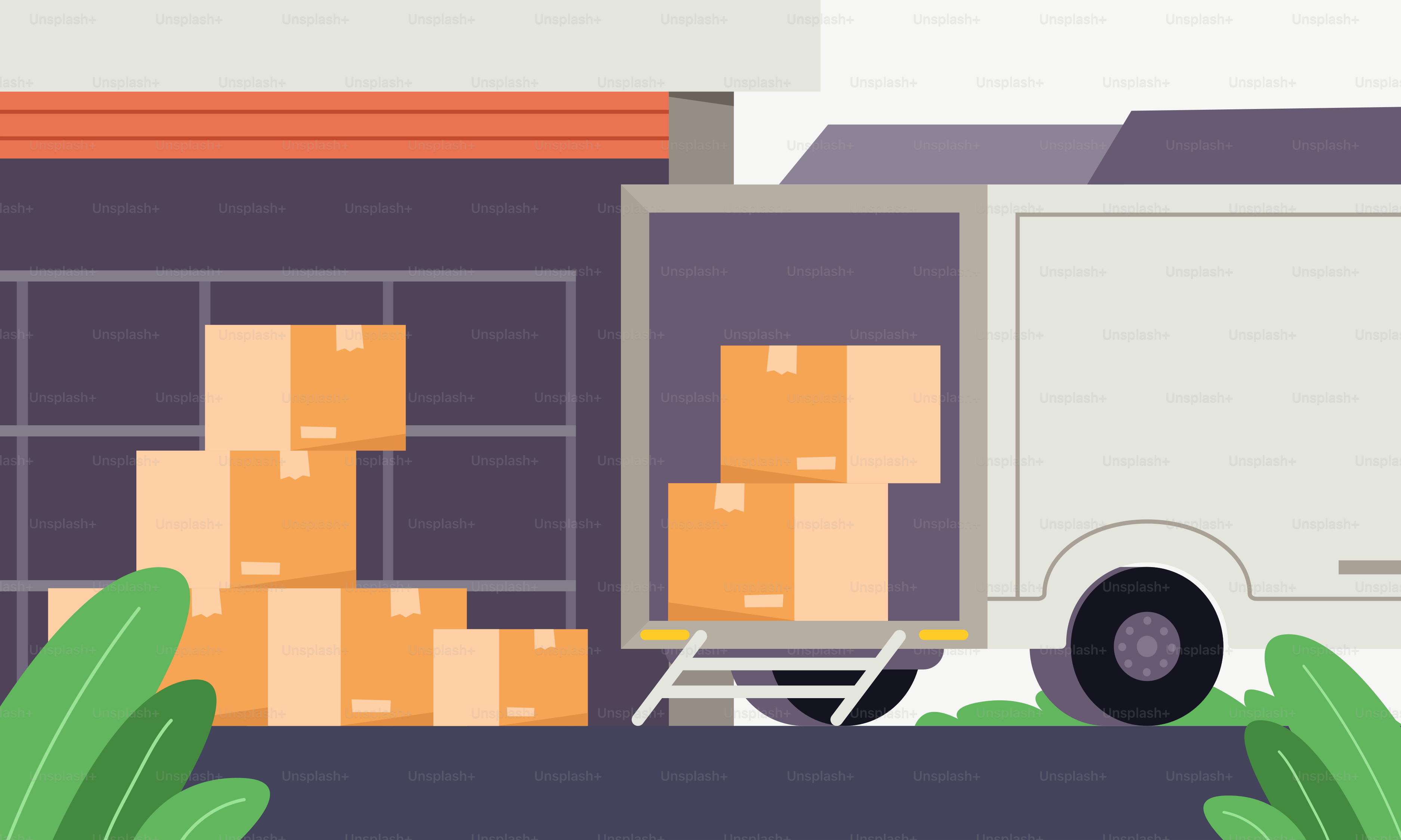 Un camión de reparto con cajas detrás