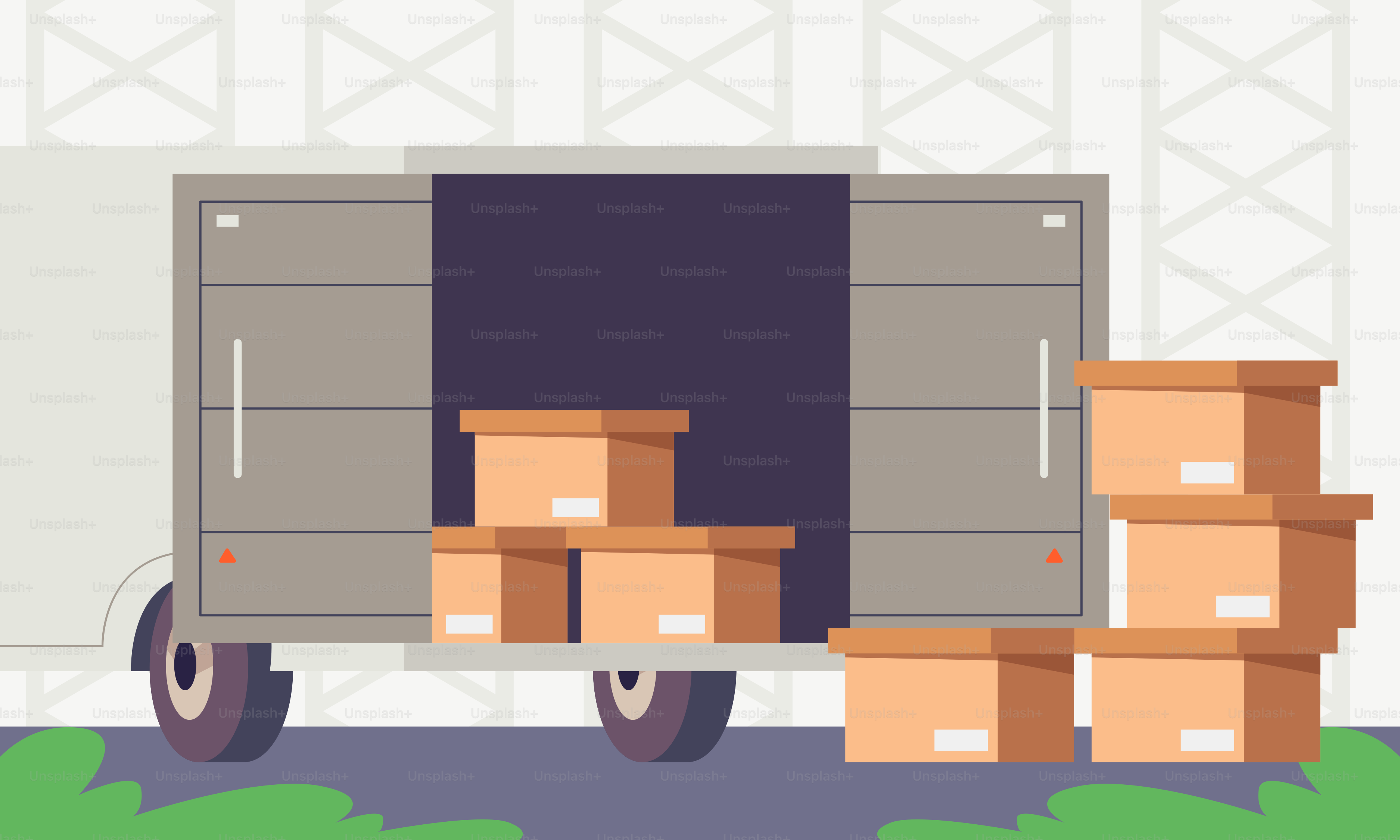 A delivery truck with boxes on the back of it