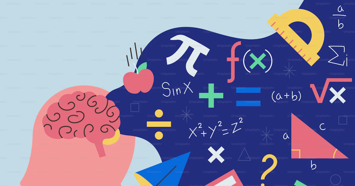 A person's head with a lot of math symbols coming out of it vector ...