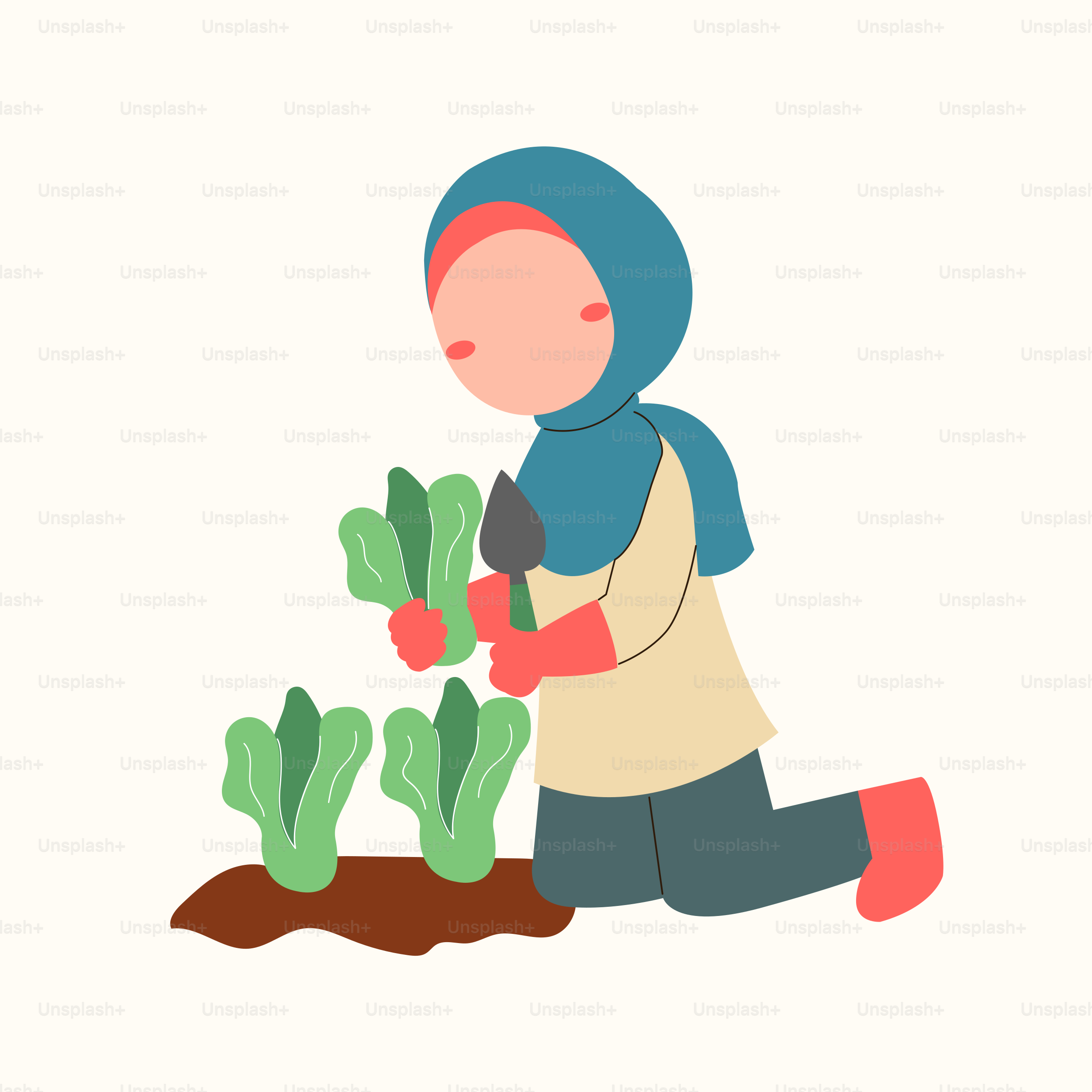 A woman kneeling down next to a cactus