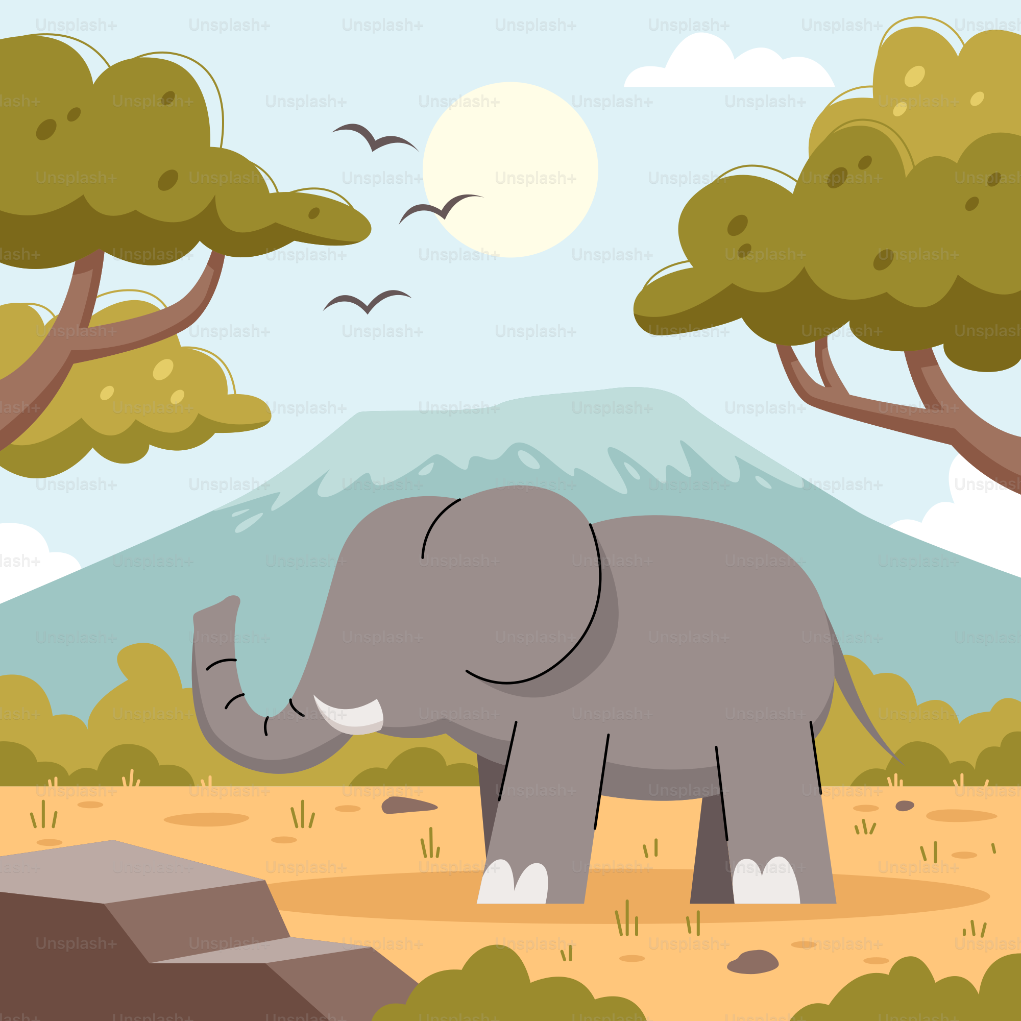 Ein Elefant, der mitten im Wald steht