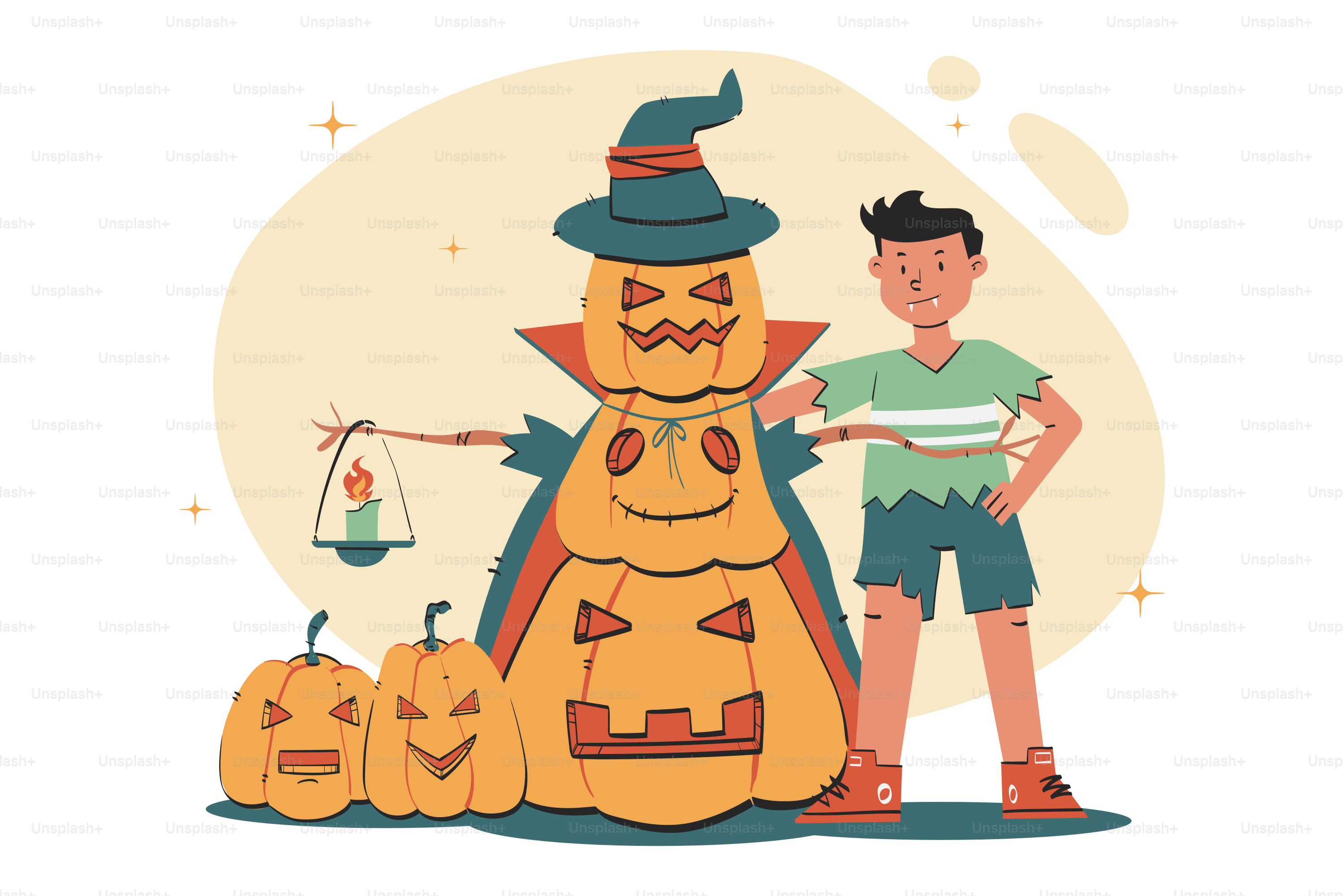 A man standing next to a giant pumpkin statue