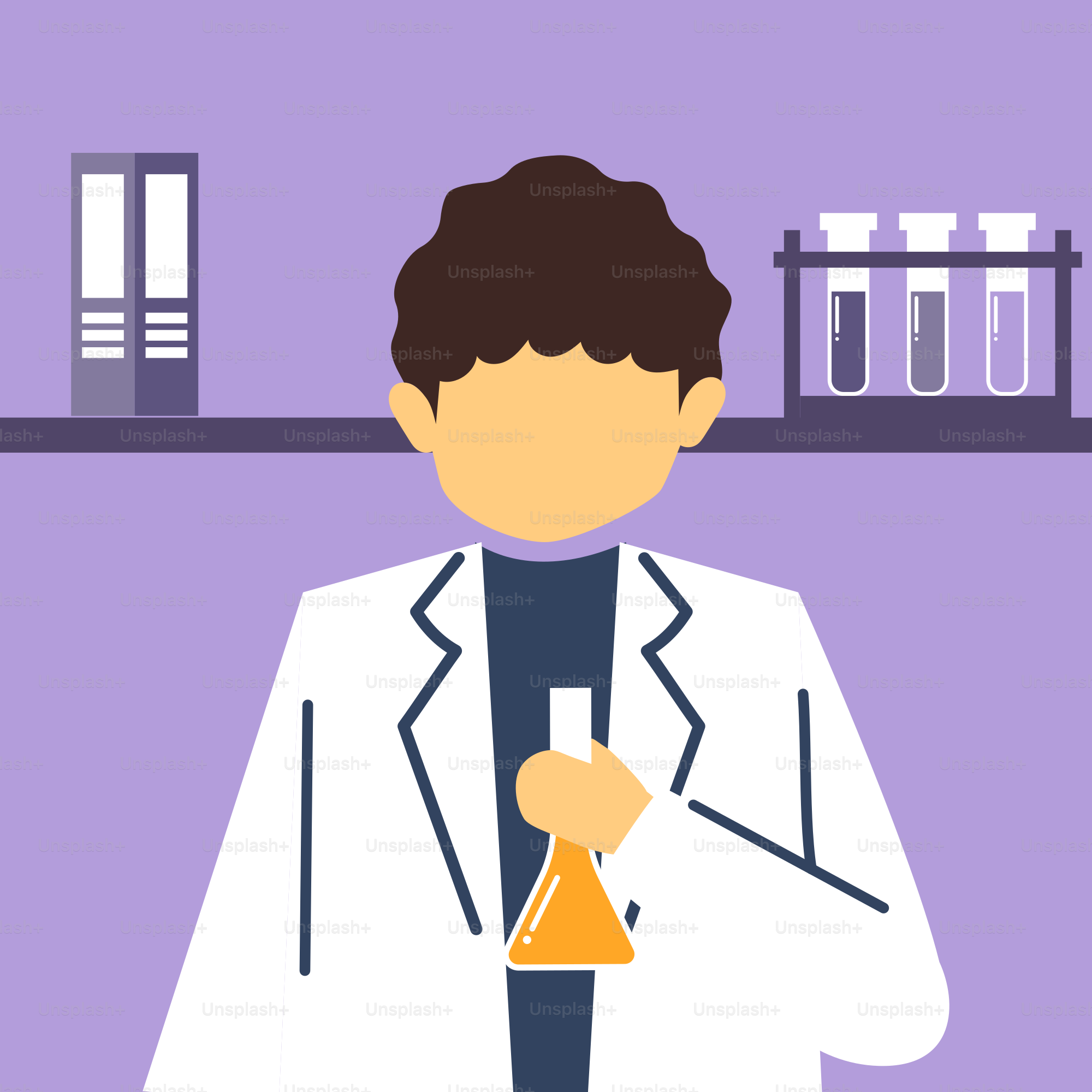 A man in a lab coat holding a flask
