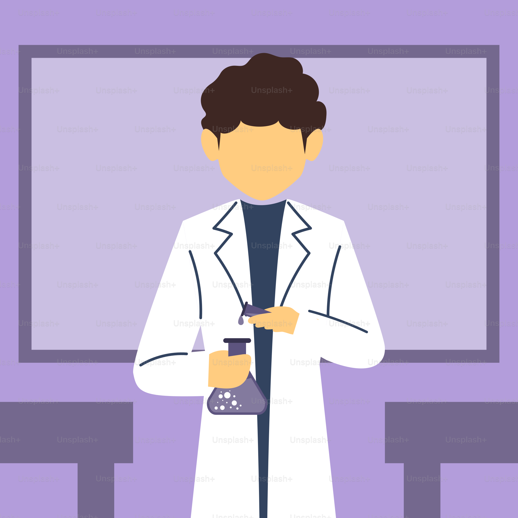 A man in a lab coat holding a flask