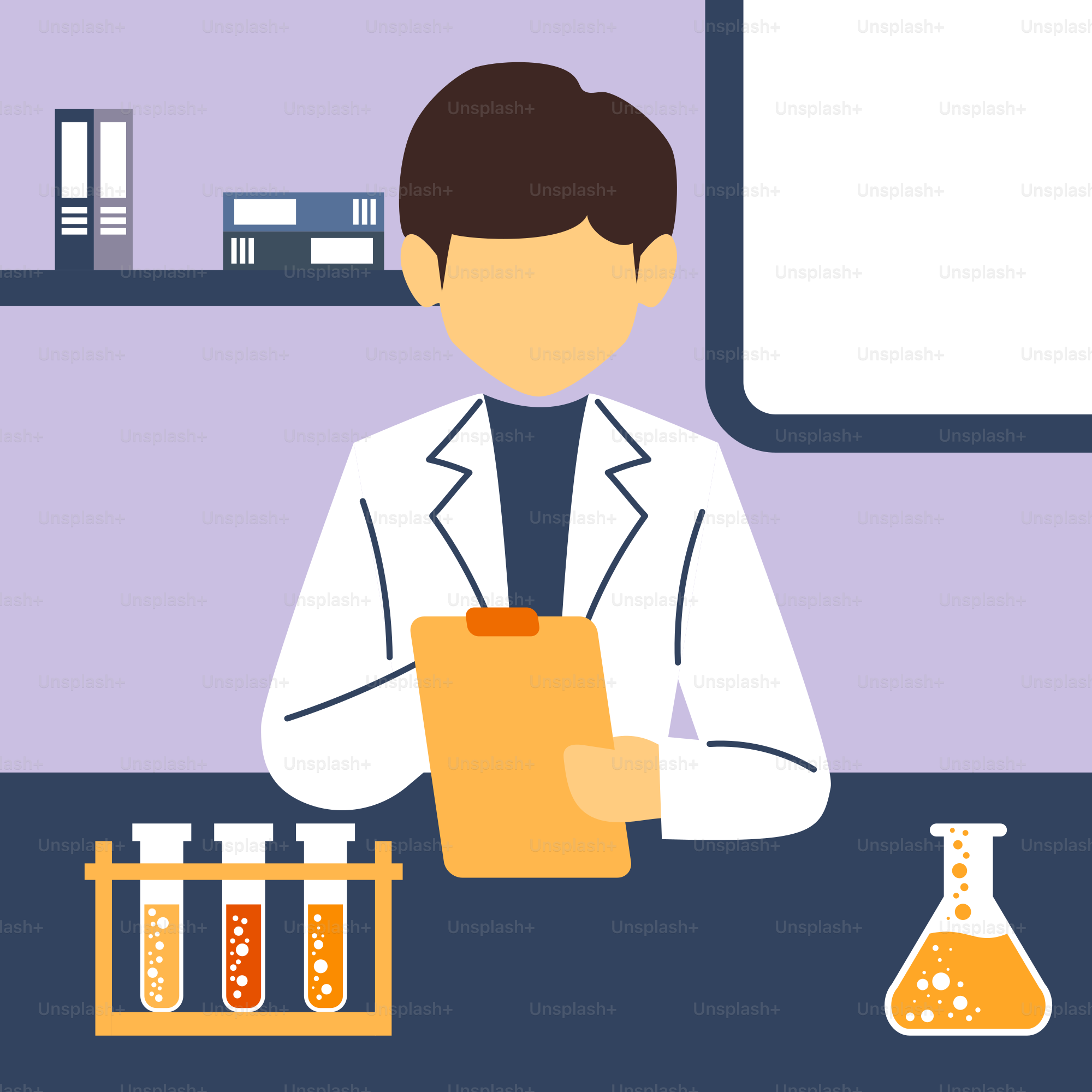 A man in a lab coat holding a clipboard