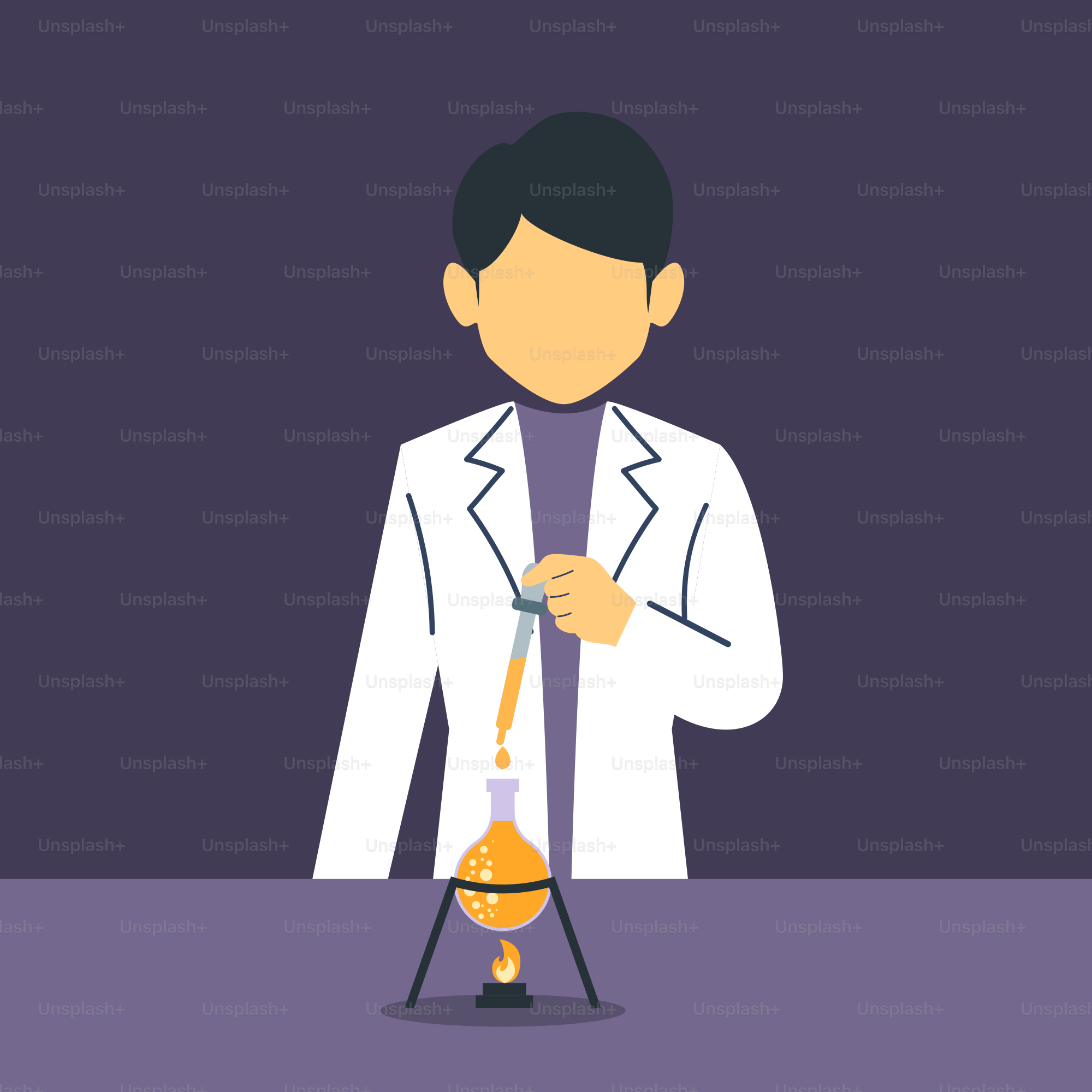 Un homme en blouse de laboratoire tenant un bec