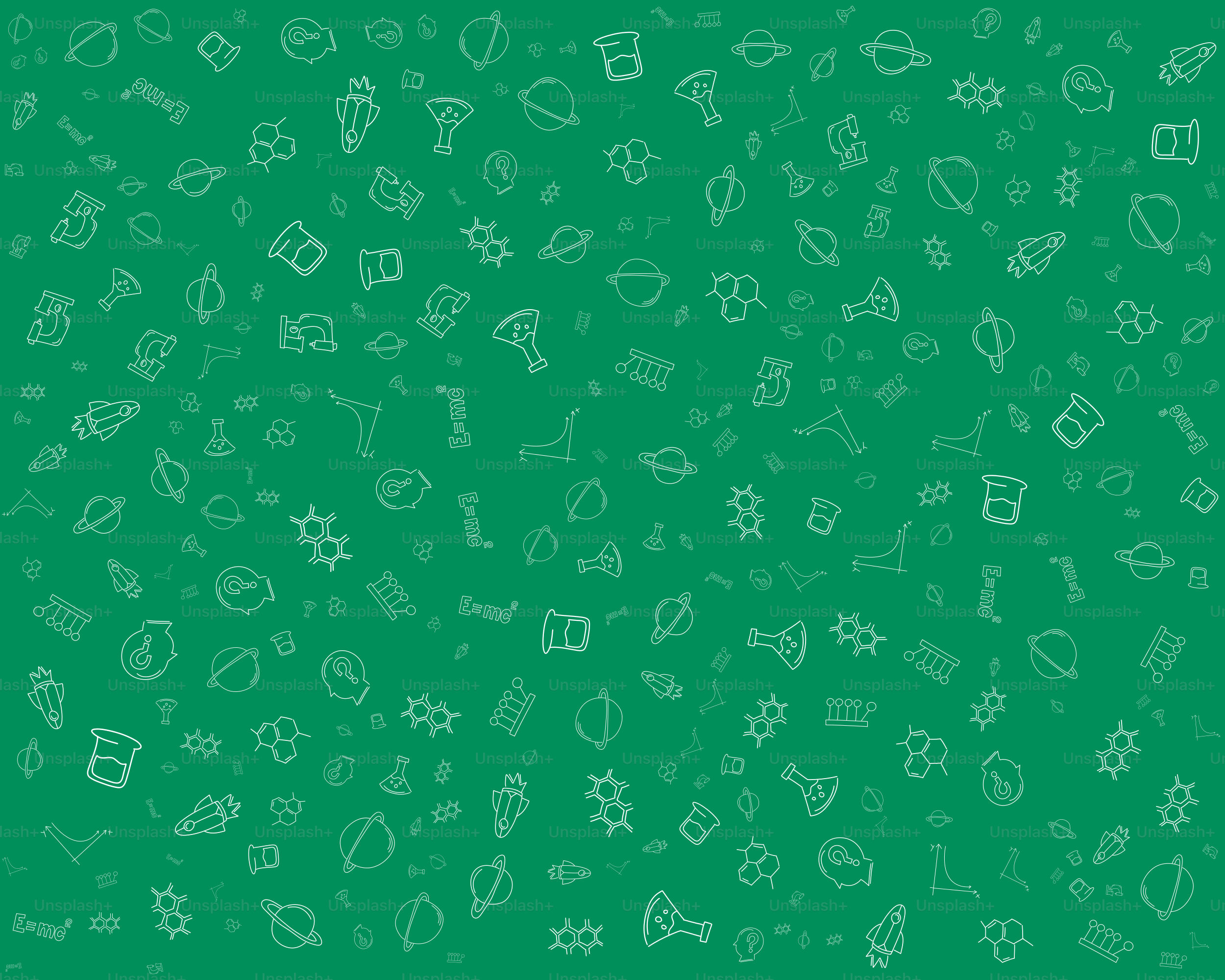 Uno sfondo verde con molti scarabocchi bianchi