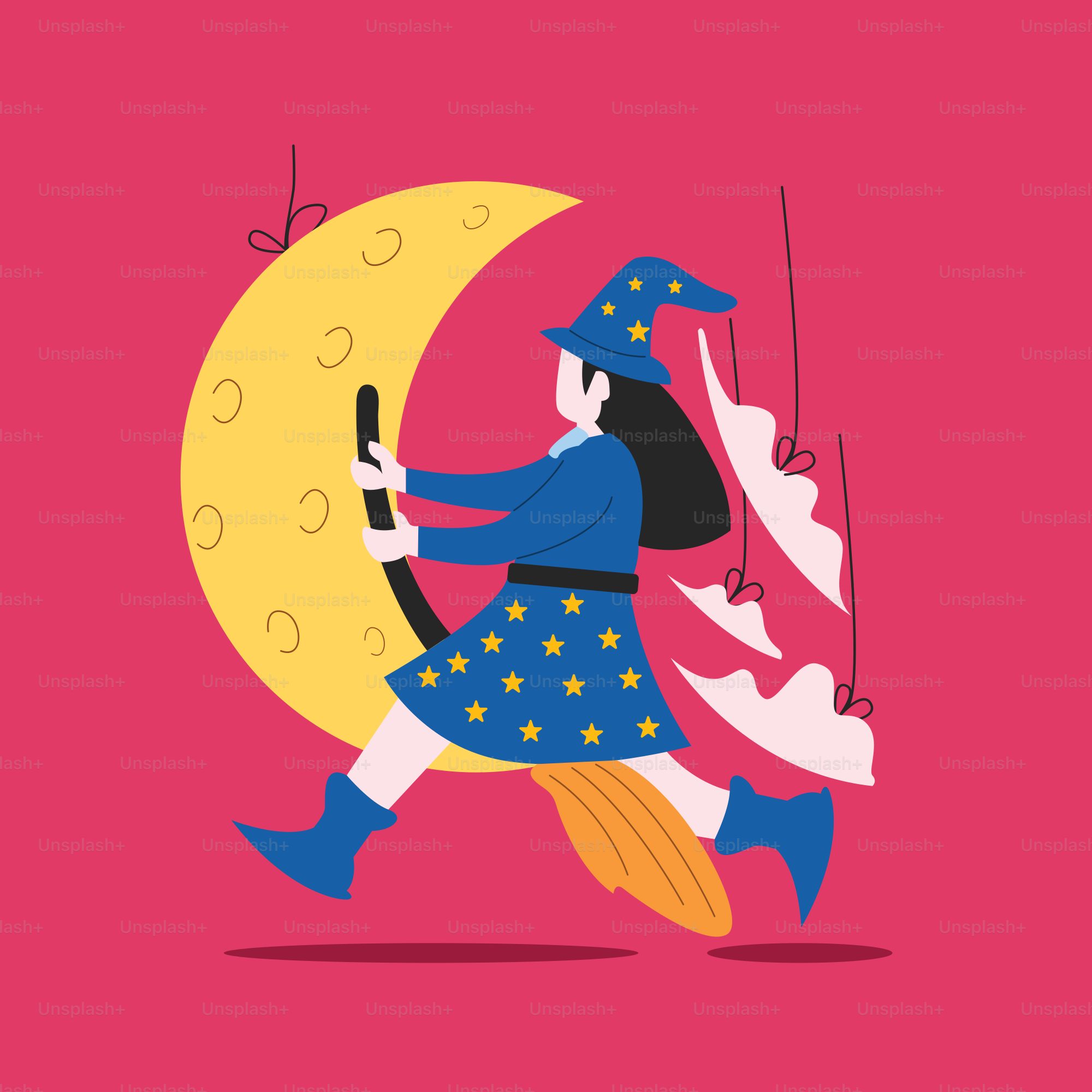 Una caricatura de una mujer corriendo con un teléfono celular en la mano
