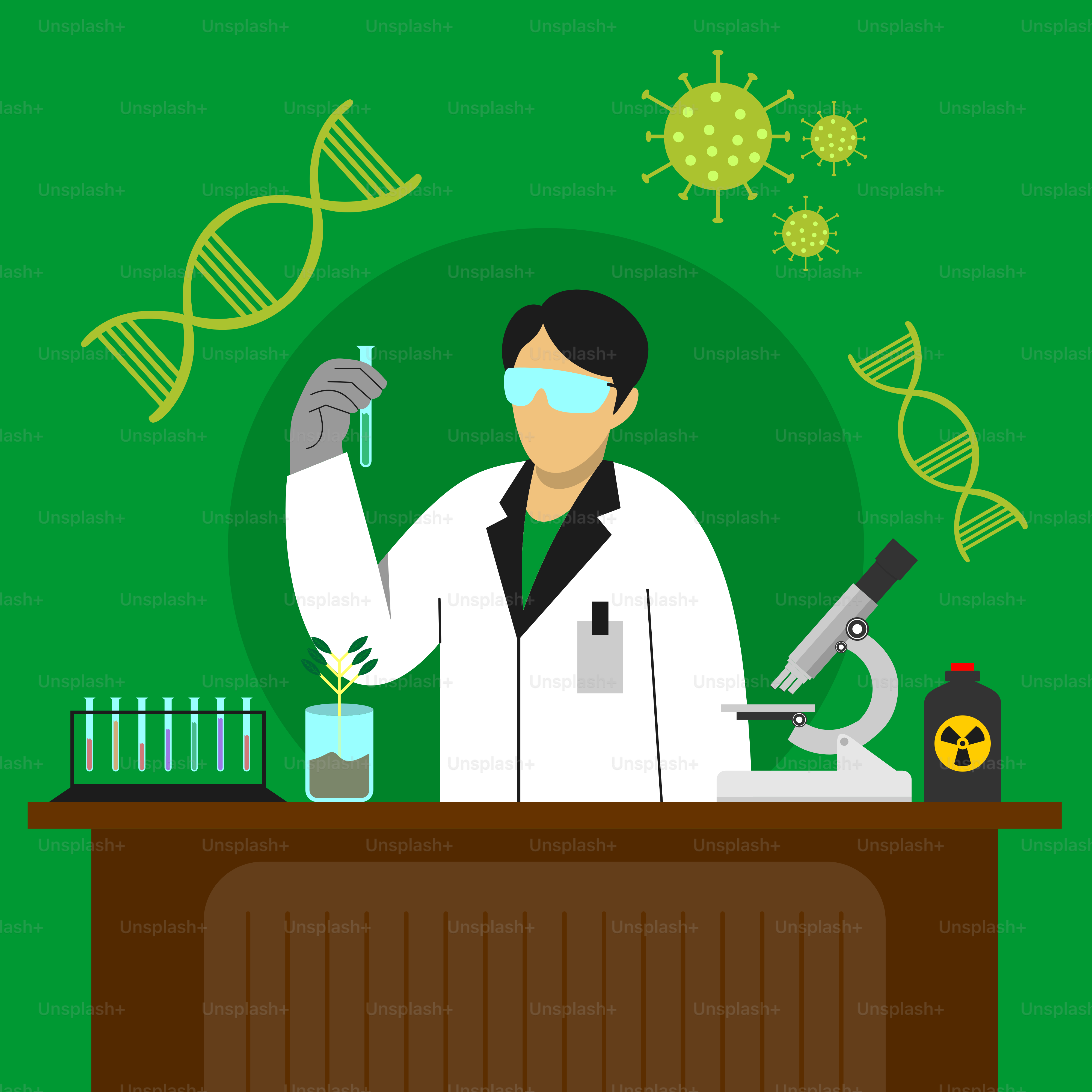 A man in a lab coat holding a test tube