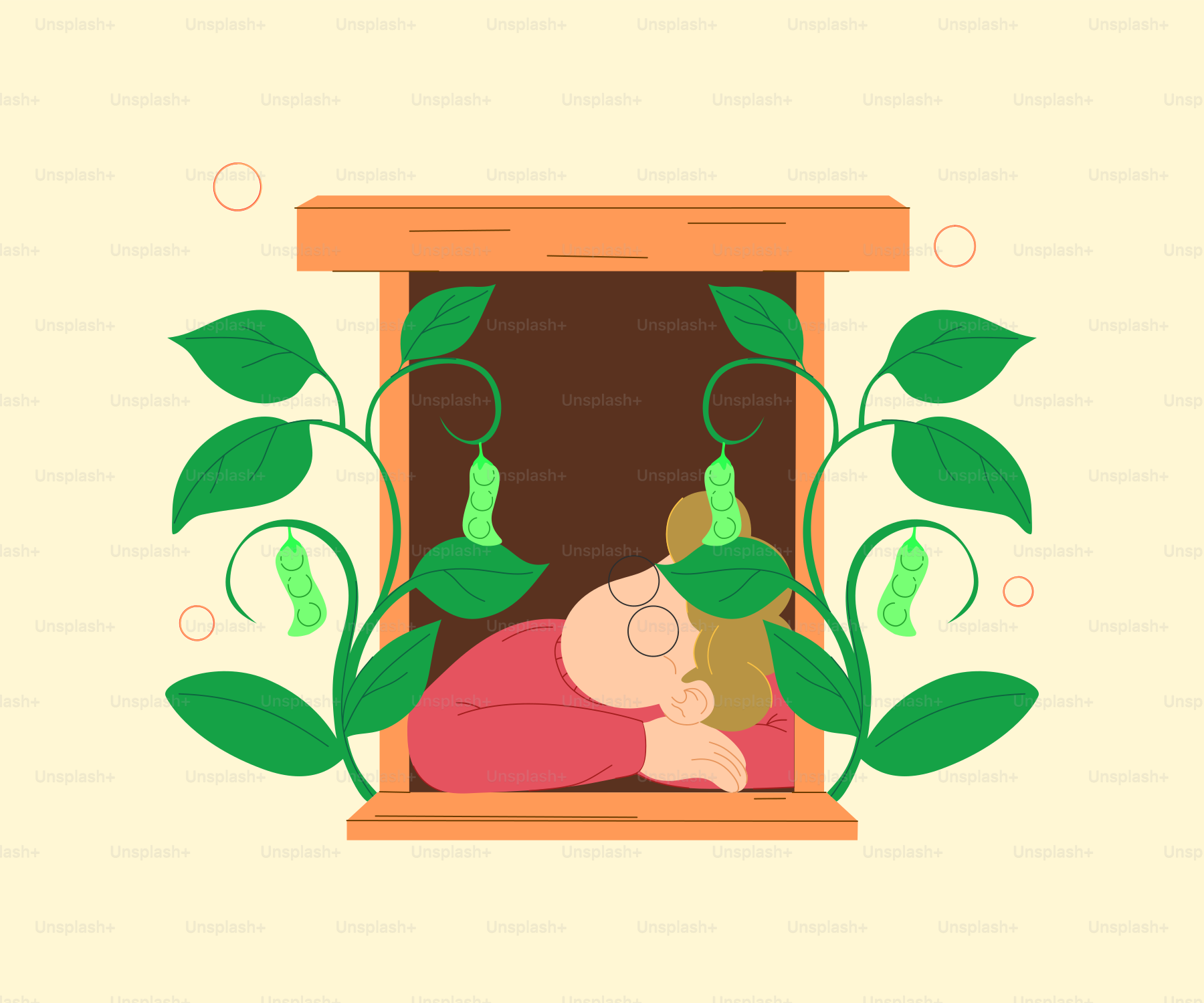 Une caricature d’un bébé dormant dans une fenêtre