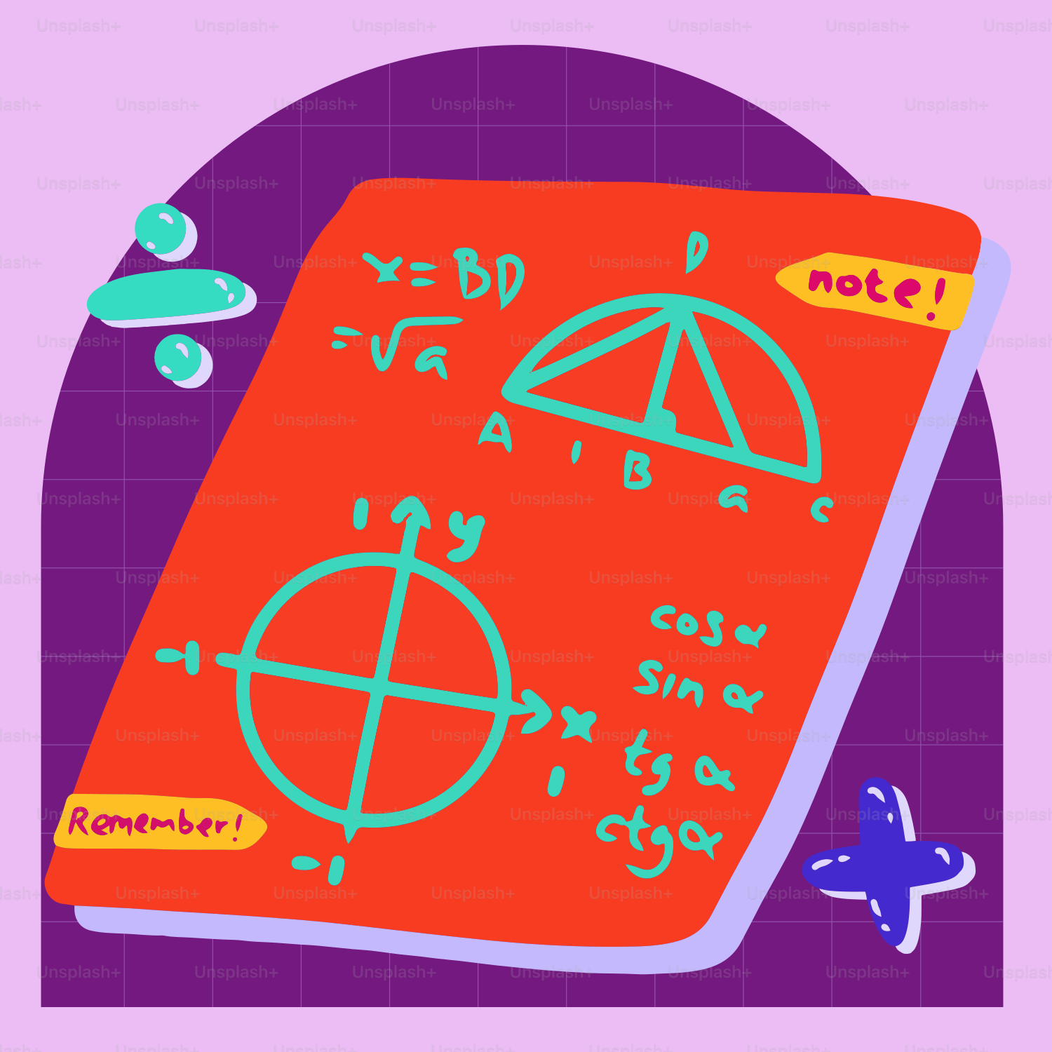 A red notebook with a blue pen on top of it