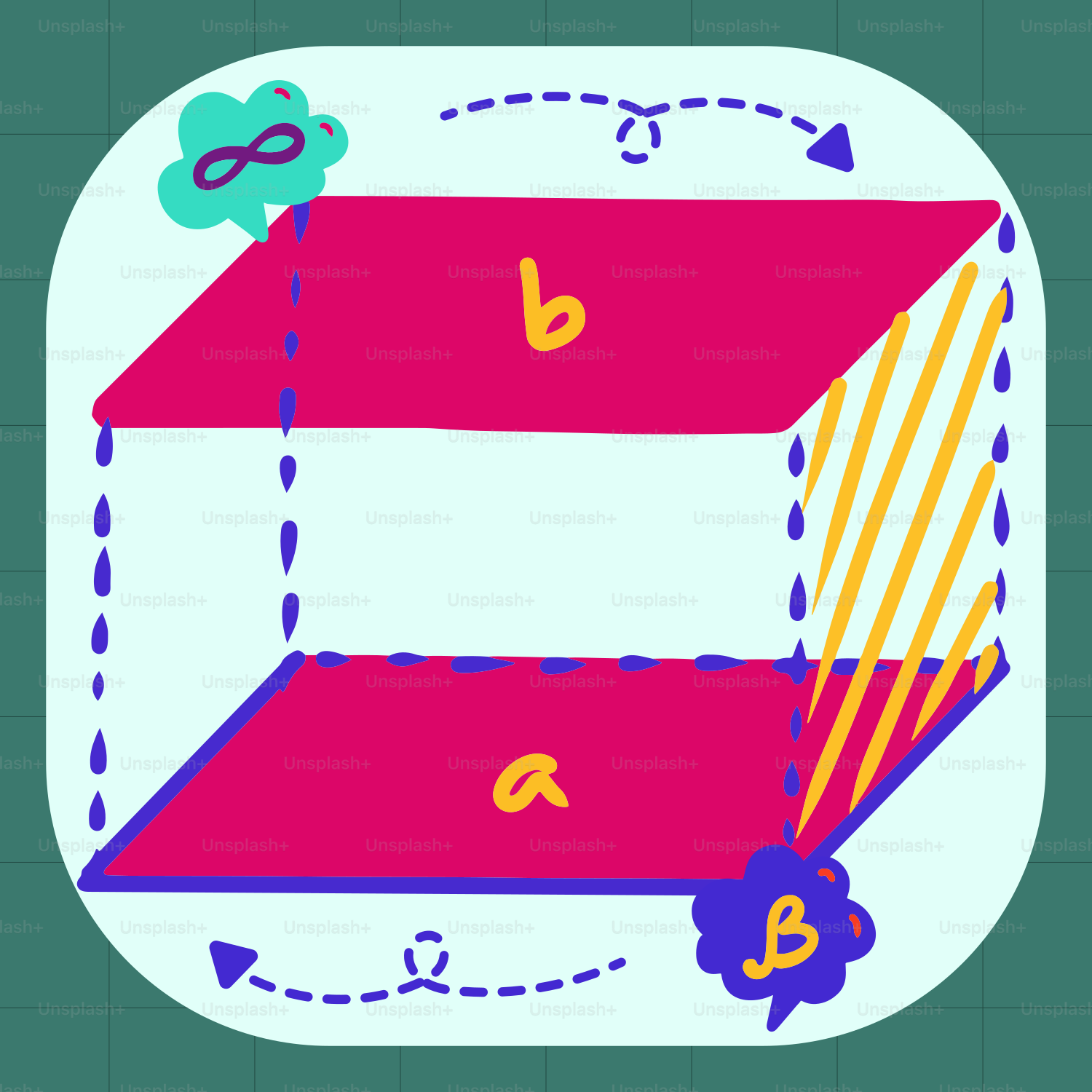 A drawing of a box with letters on it