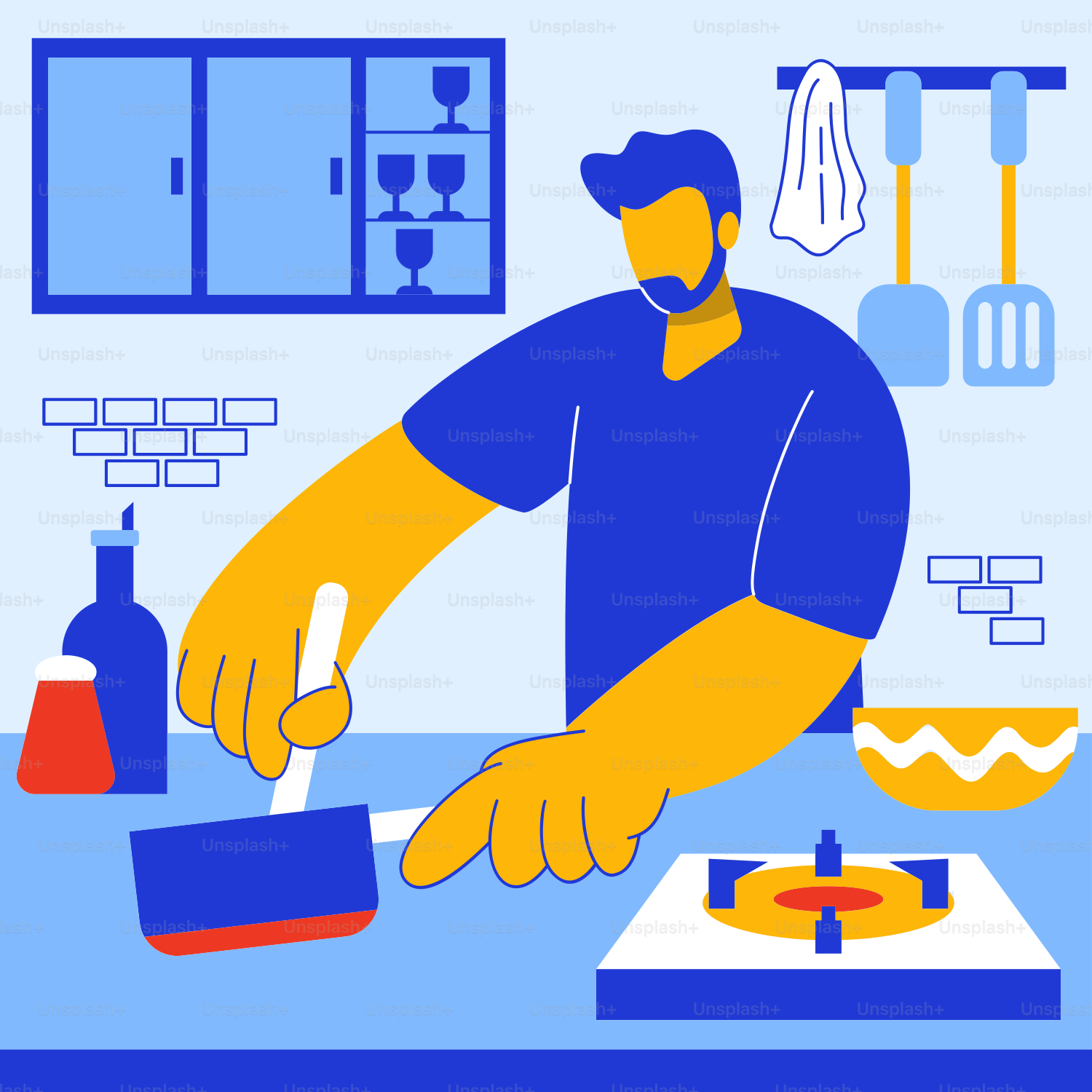 A man is preparing food in a kitchen