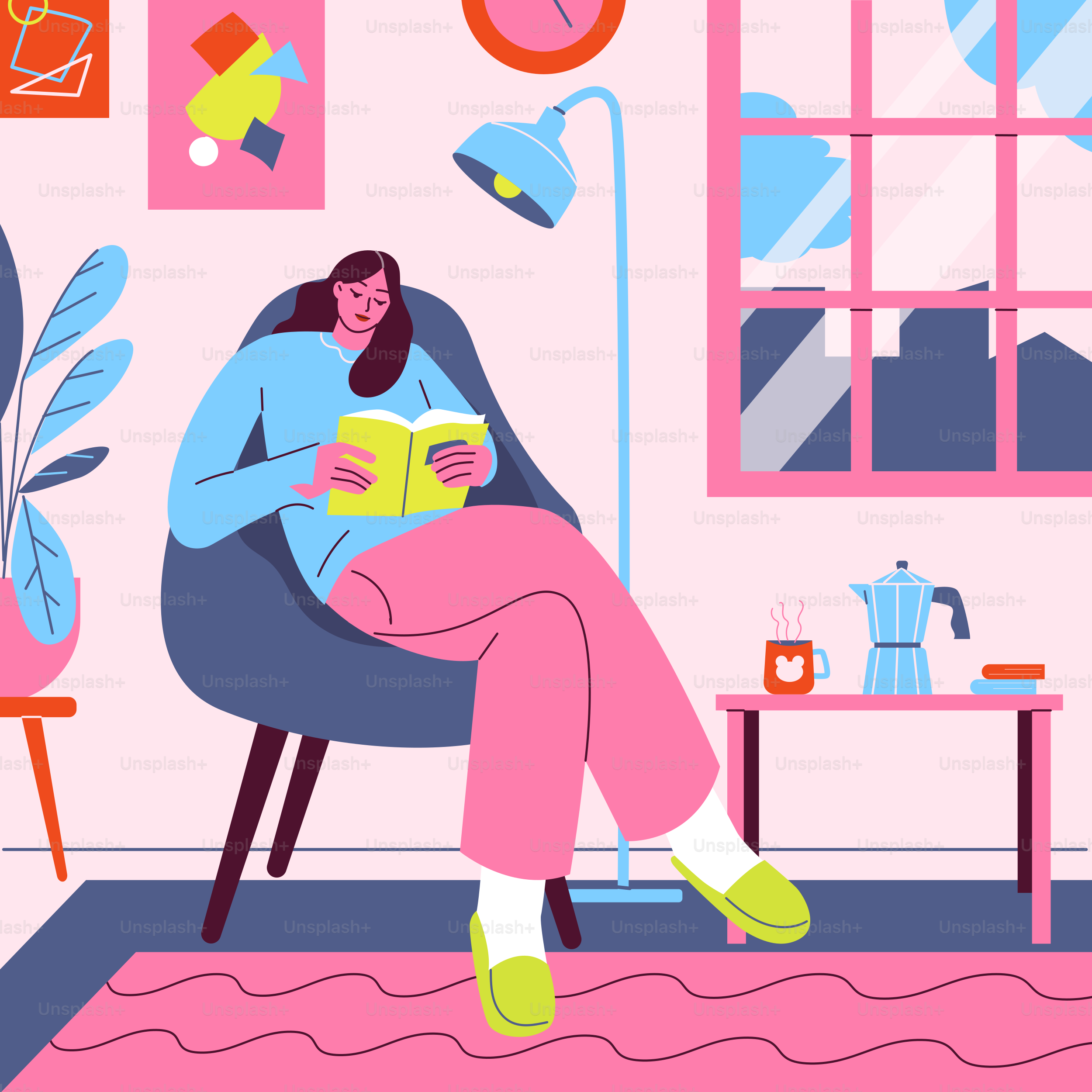 A woman sitting in a chair reading a book