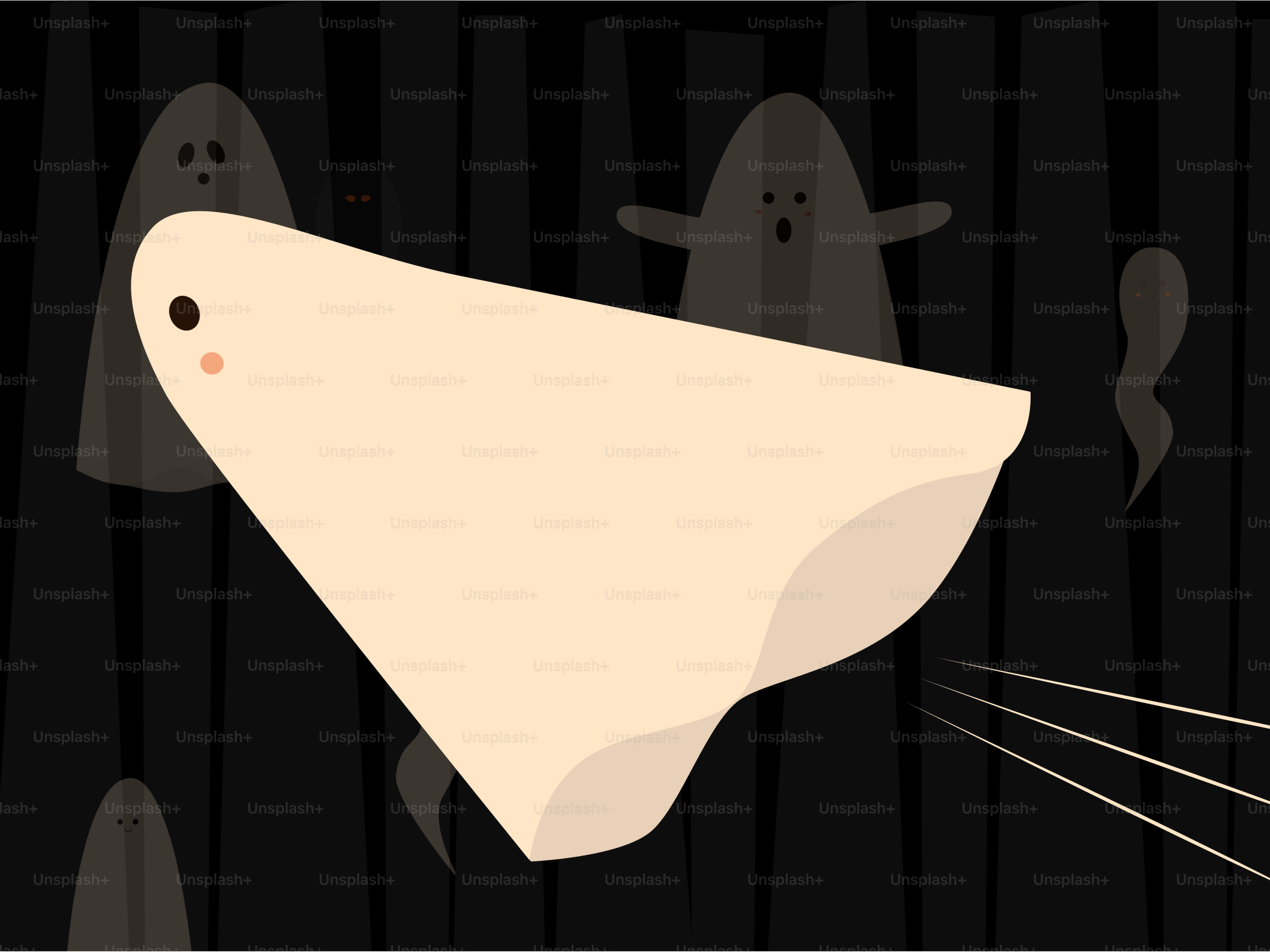 Una imagen de dibujos animados de un gato y un fantasma