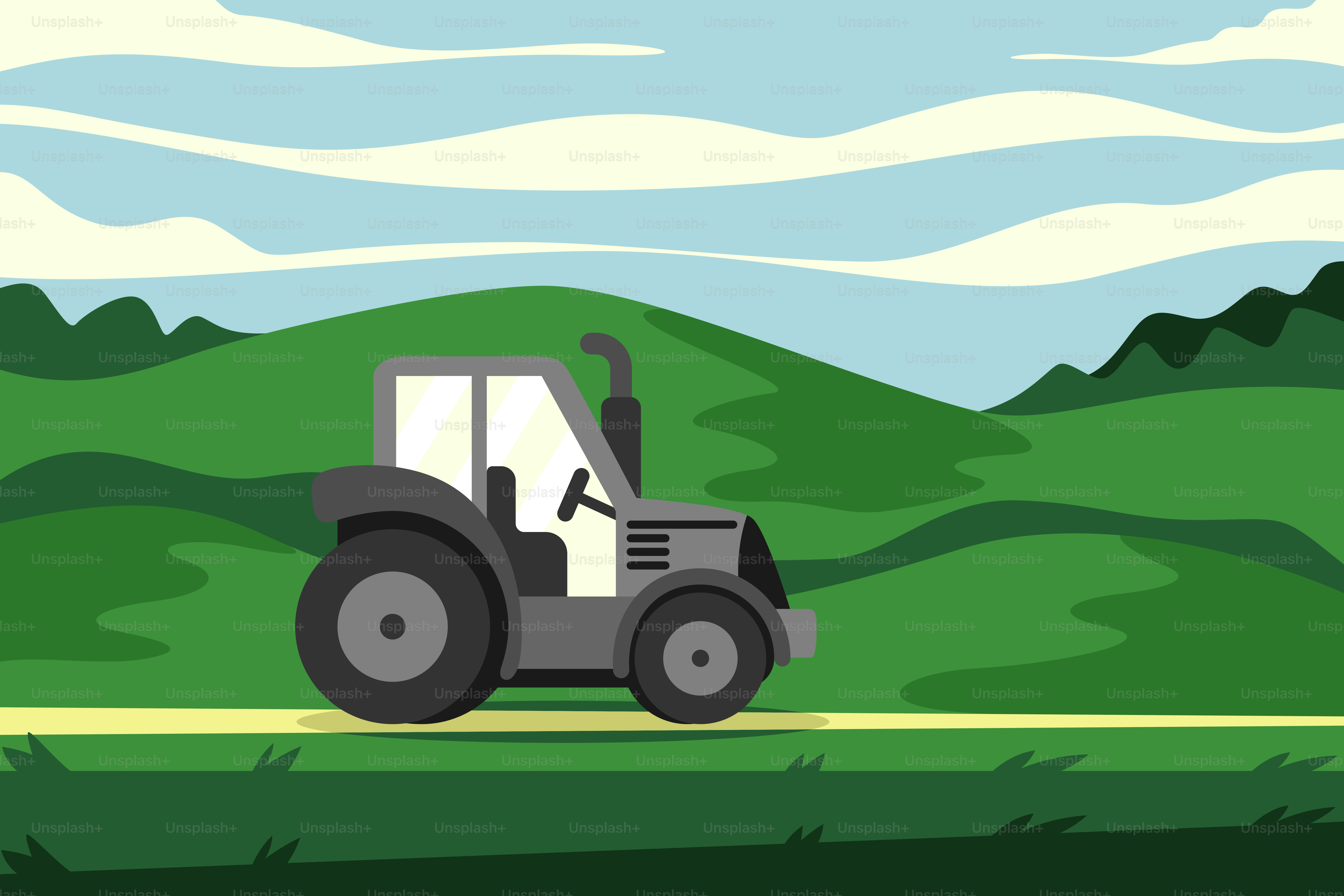 A cartoon picture of a golf cart on a golf course