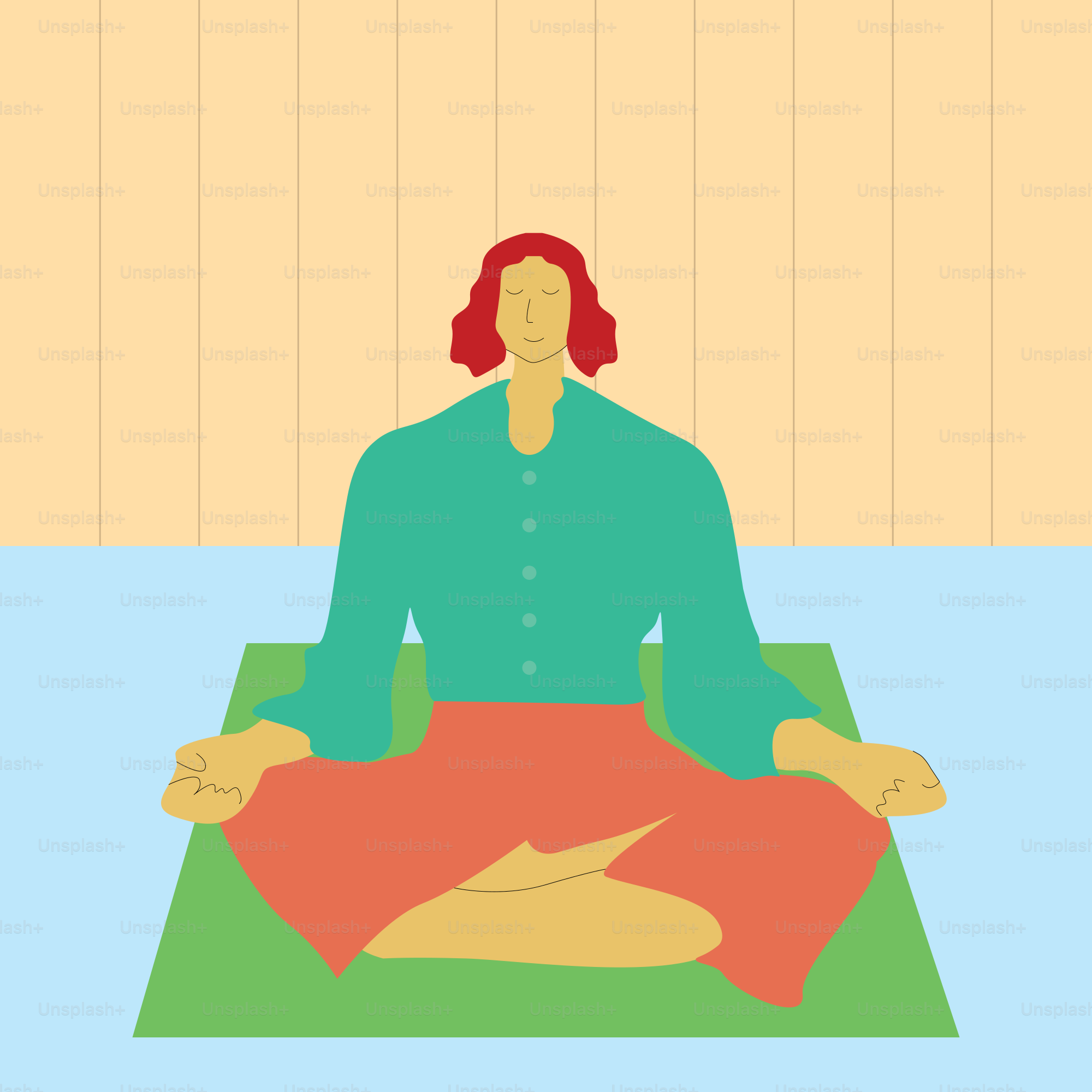 A woman sitting in a lotus position on a yoga mat