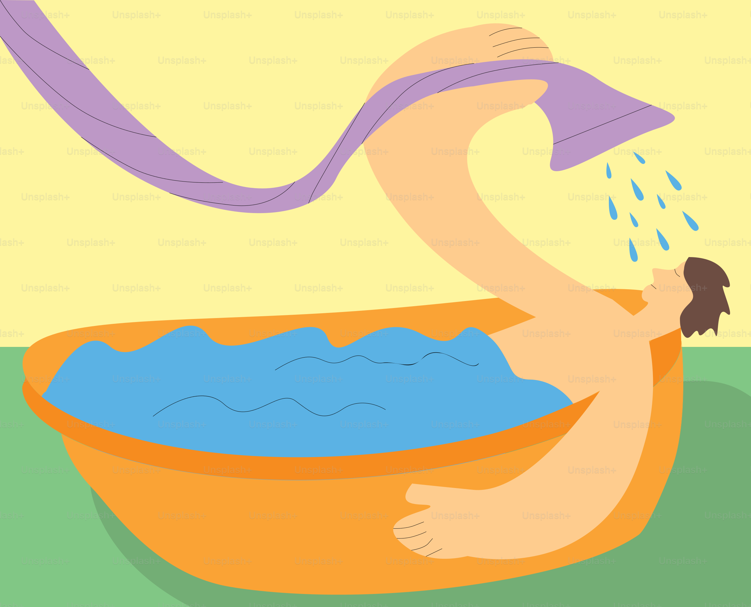 A cartoon picture of a person in a bathtub