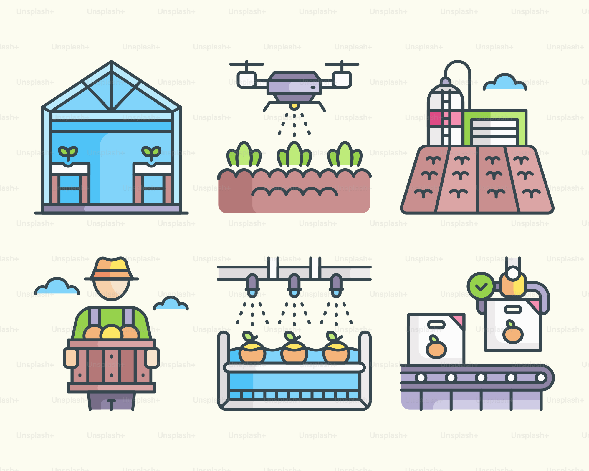 Un mucchio di diversi tipi di attrezzature agricole